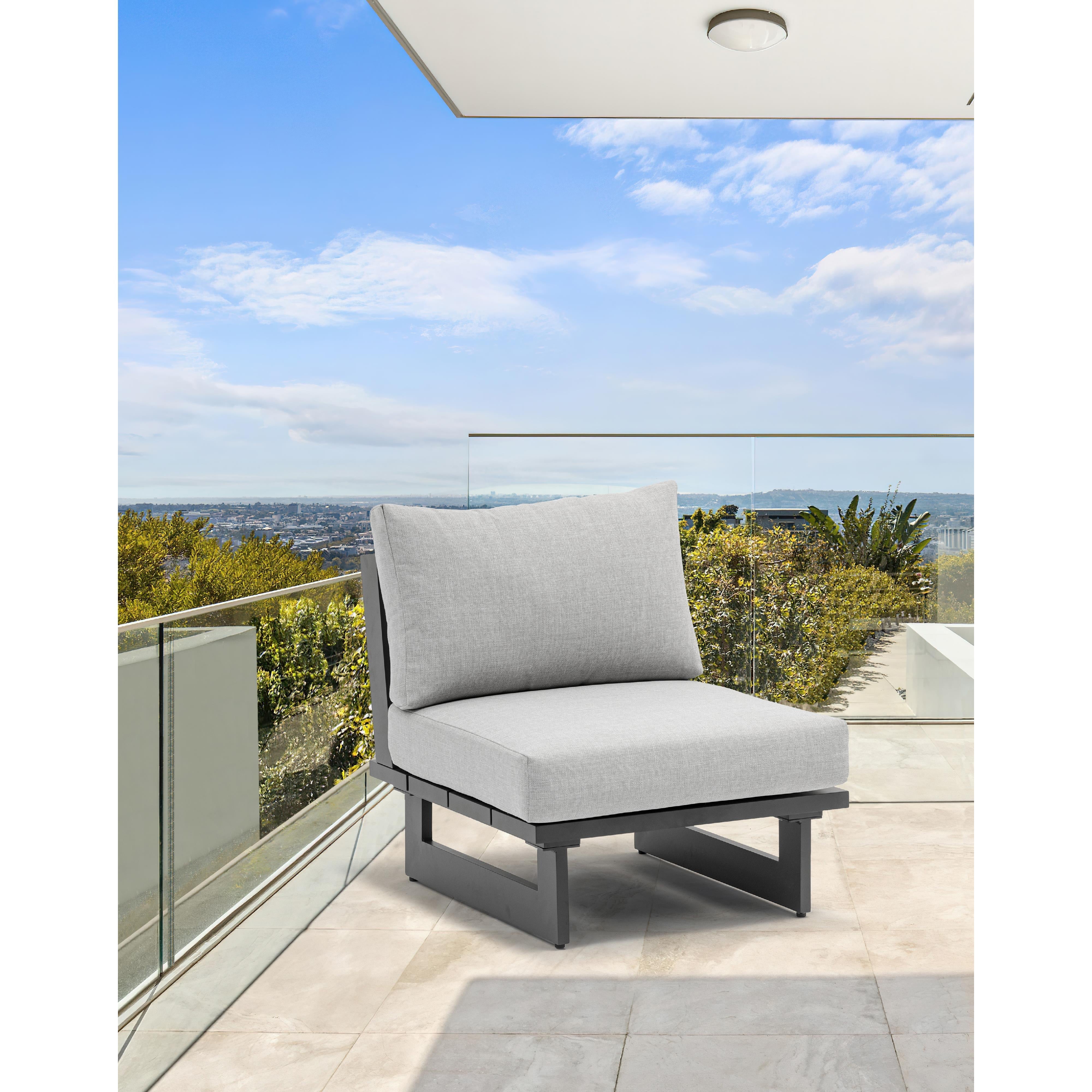Meridian Maldives Grey Water Resistant Fabric Outdoor Patio Armless Chair