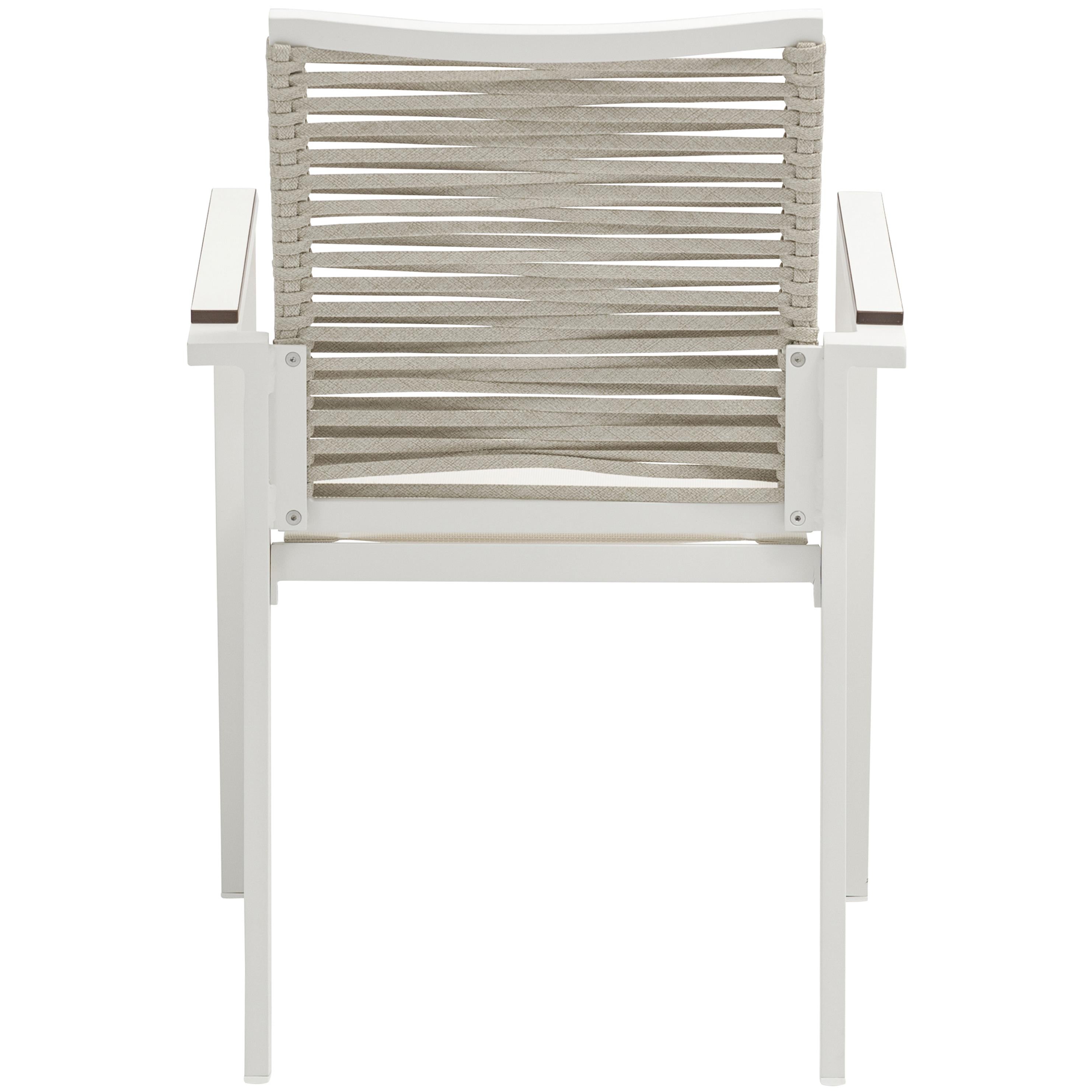 Meridian Maldives Beige Rope Fabric Outdoor Patio Dining Arm Chair