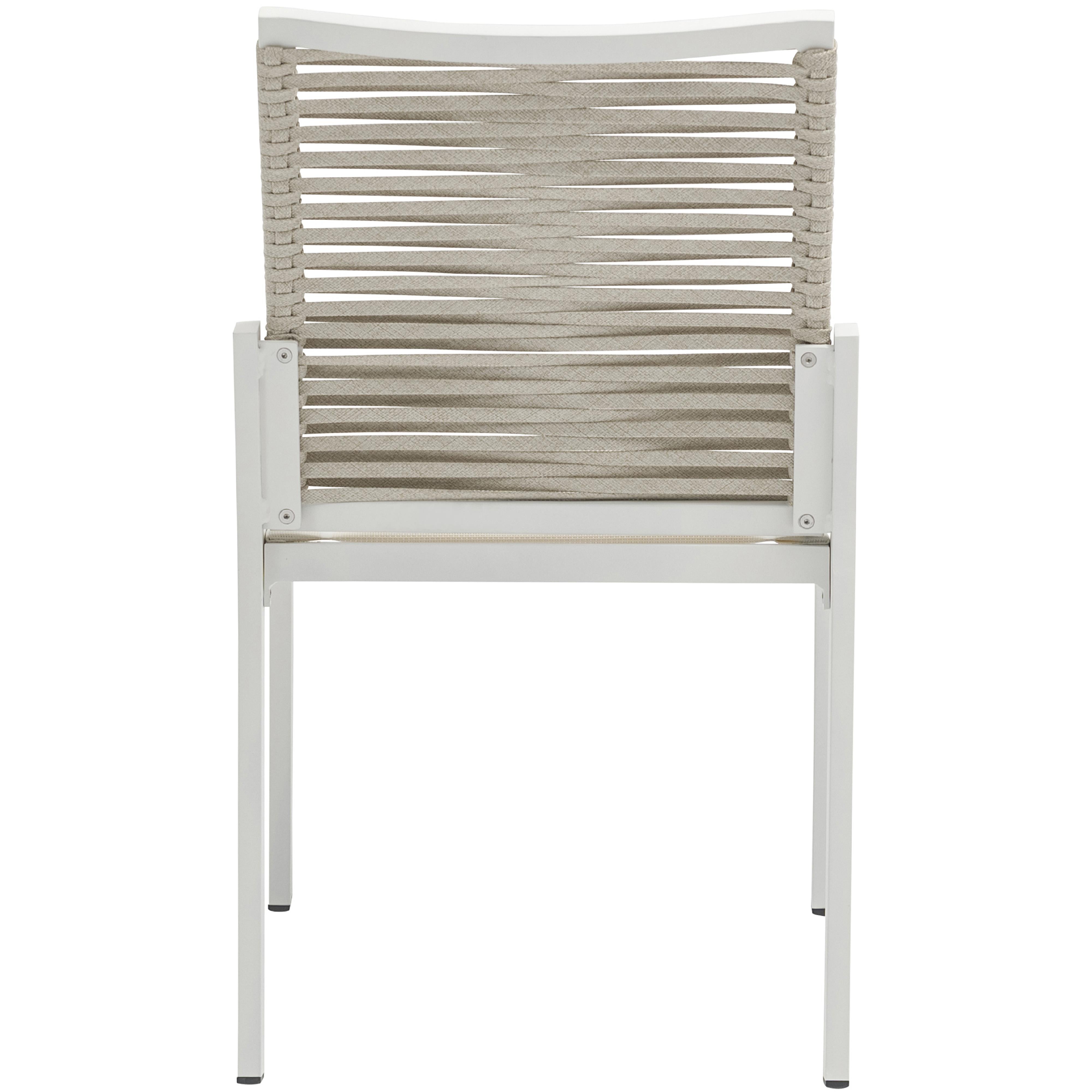 Meridian Maldives Beige Rope Fabric Outdoor Patio Dining Side Chair