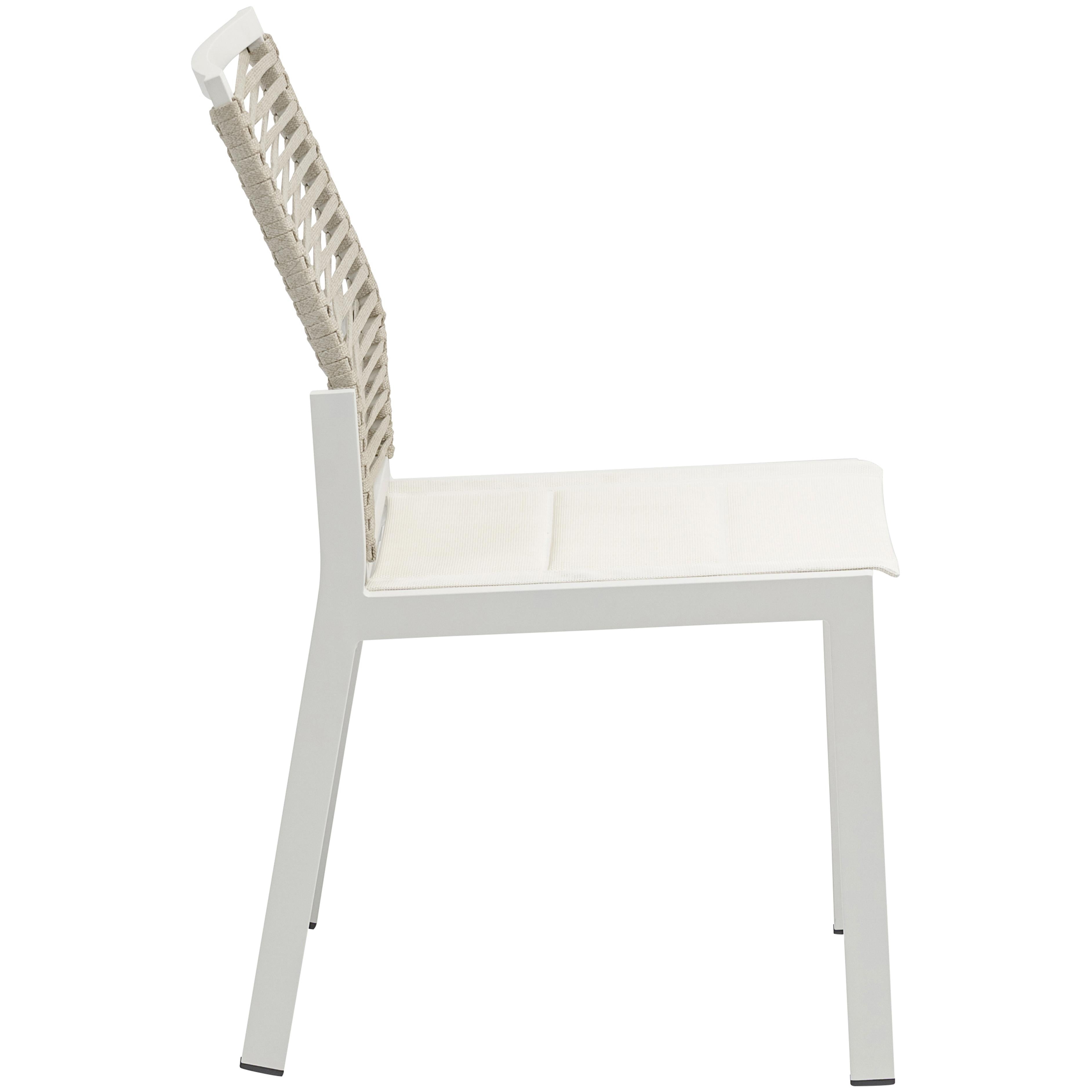 Meridian Maldives Beige Rope Fabric Outdoor Patio Dining Side Chair