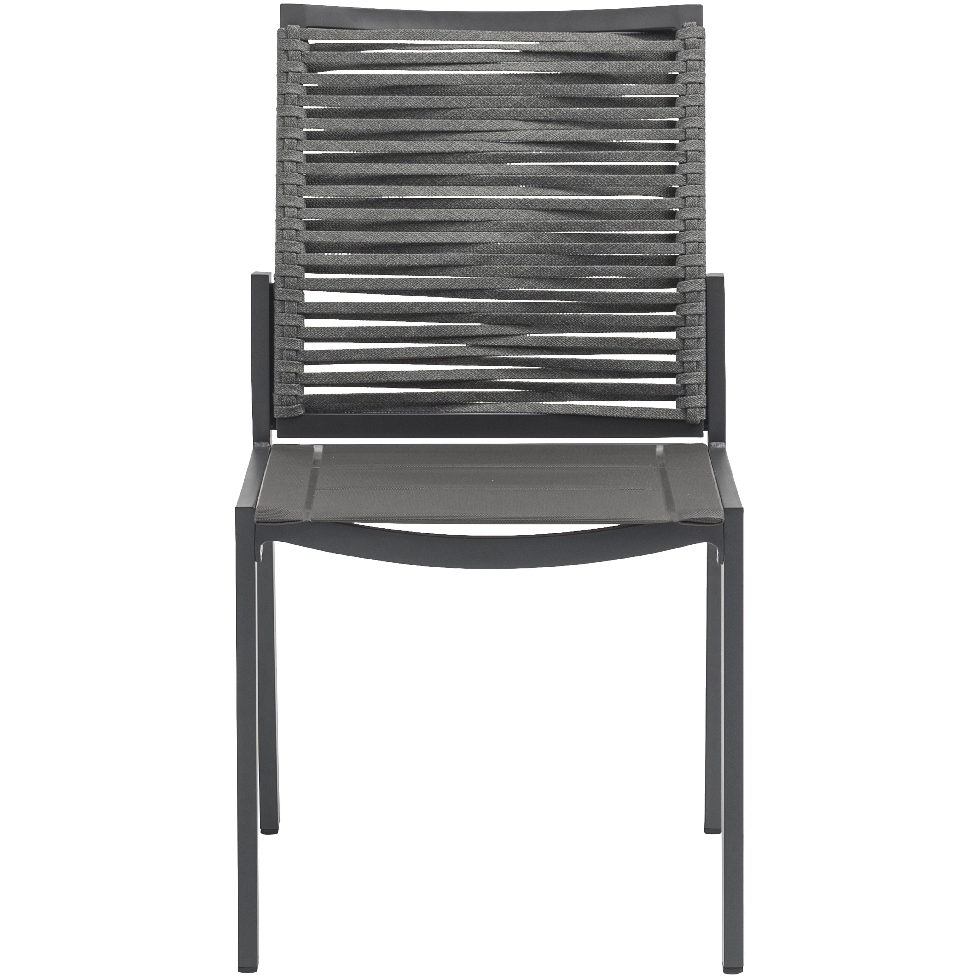 Meridian Maldives Grey Rope Fabric Outdoor Patio Dining Side Chair