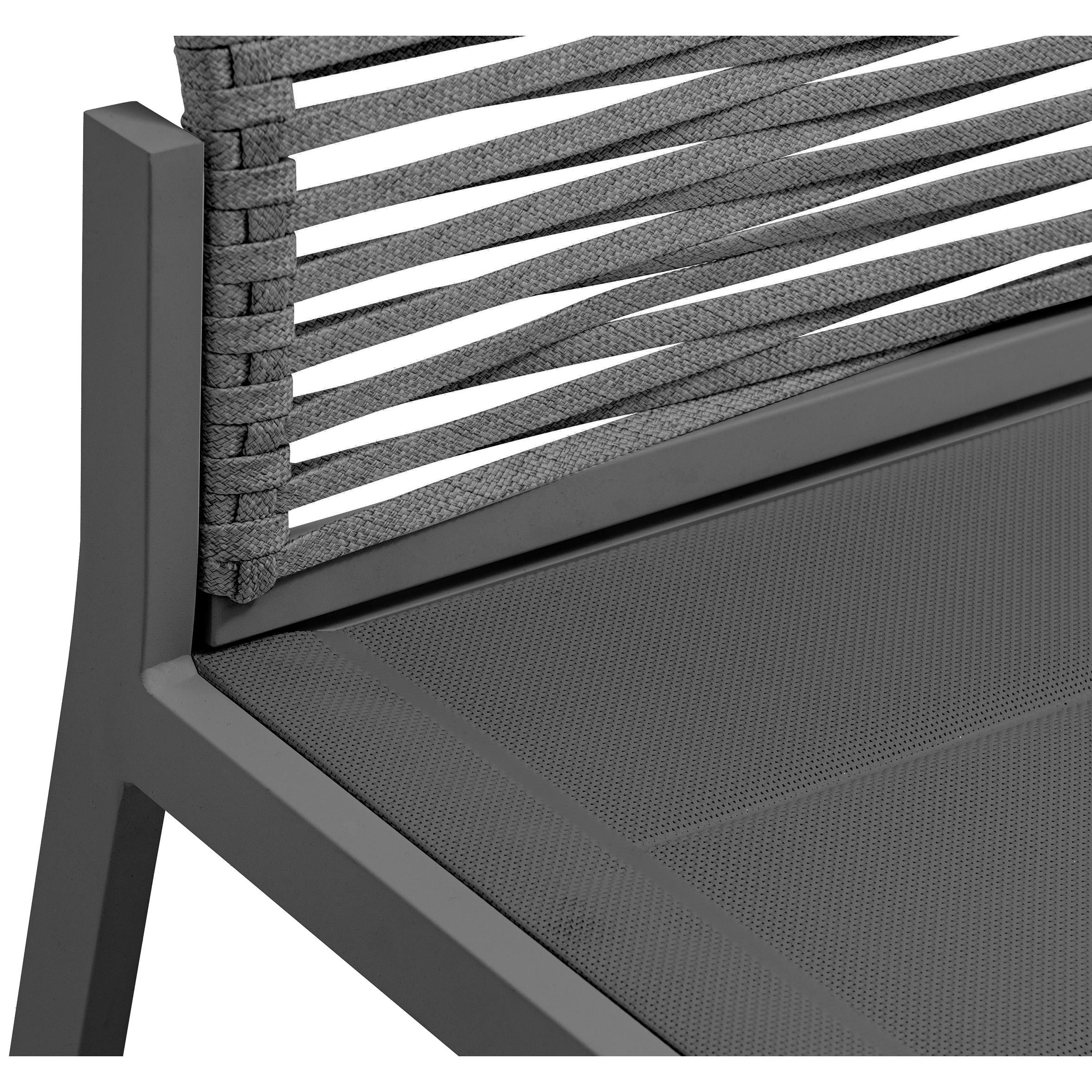 Meridian Maldives Grey Rope Fabric Outdoor Patio Dining Side Chair