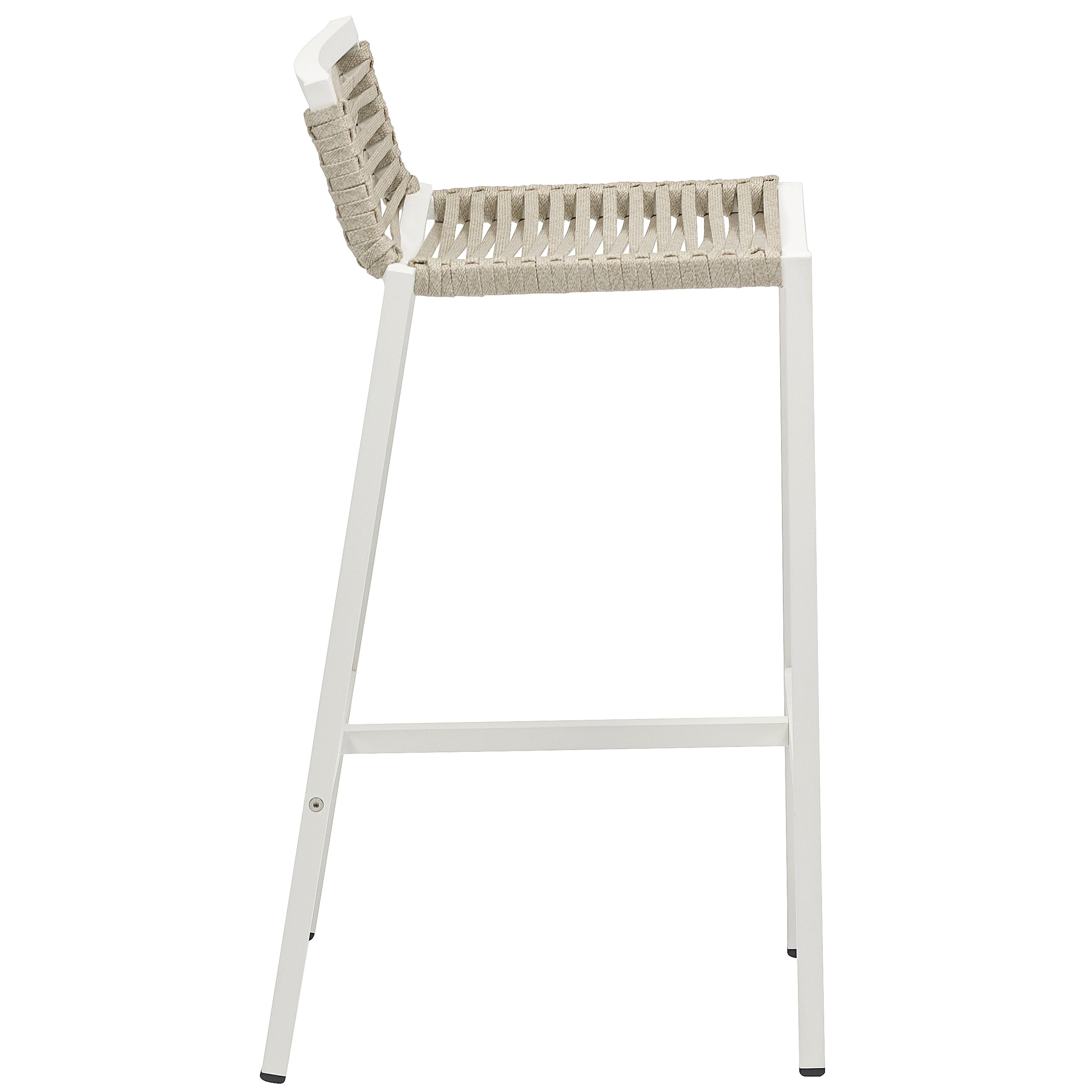 Meridian Maldives Cream Rope Fabric Outdoor Patio Barstool