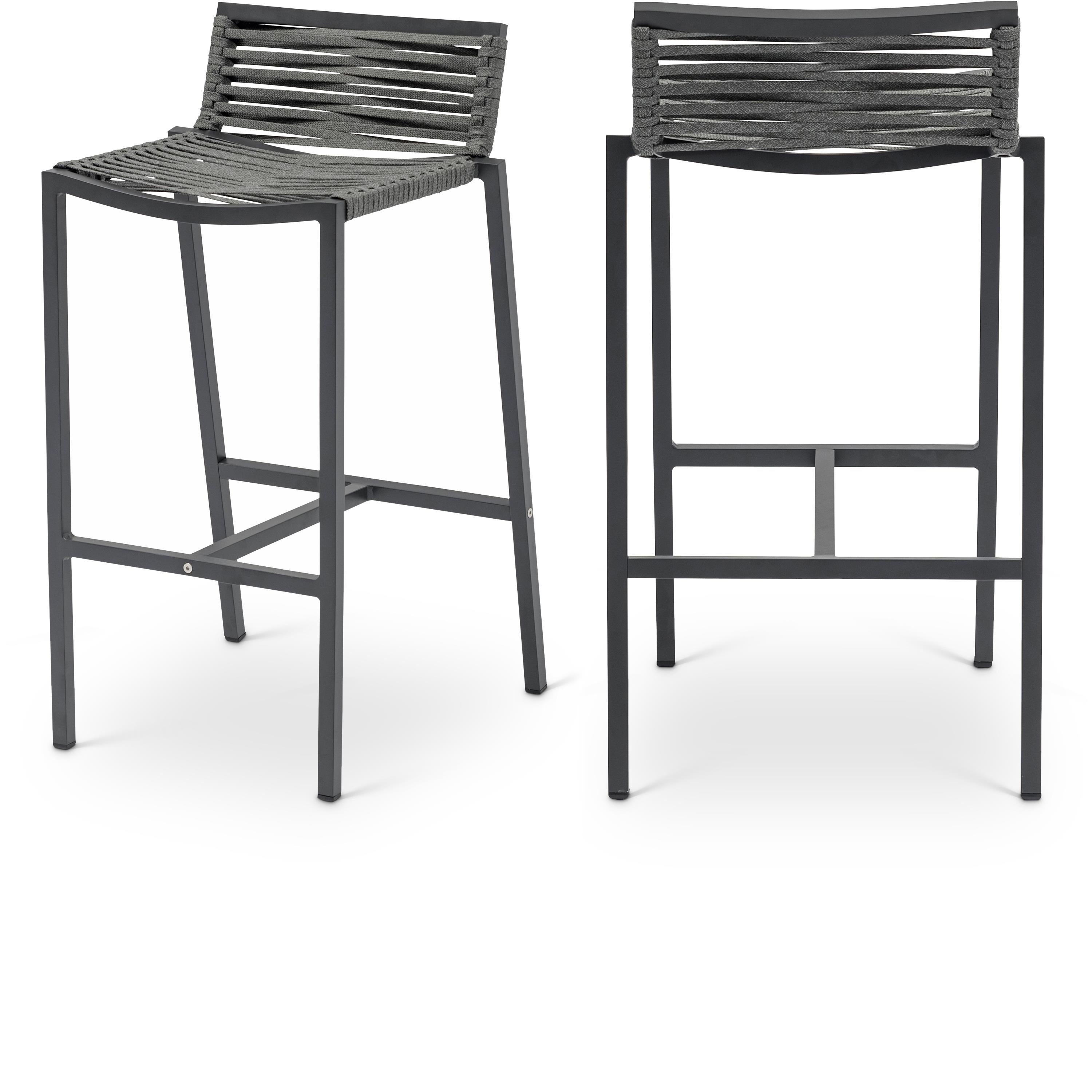 Meridian Maldives Grey Rope Fabric Outdoor Patio Barstool