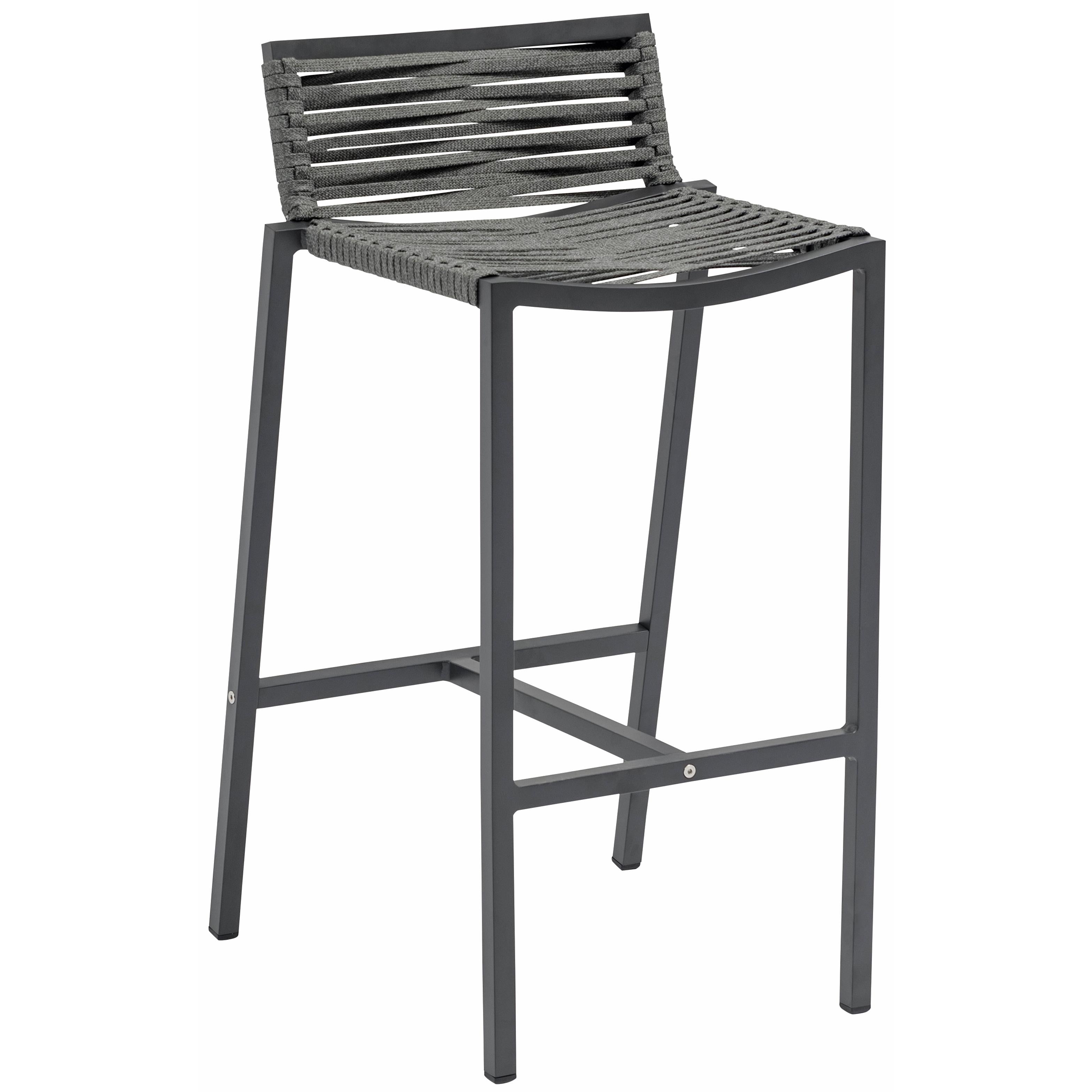 Meridian Maldives Grey Rope Fabric Outdoor Patio Barstool
