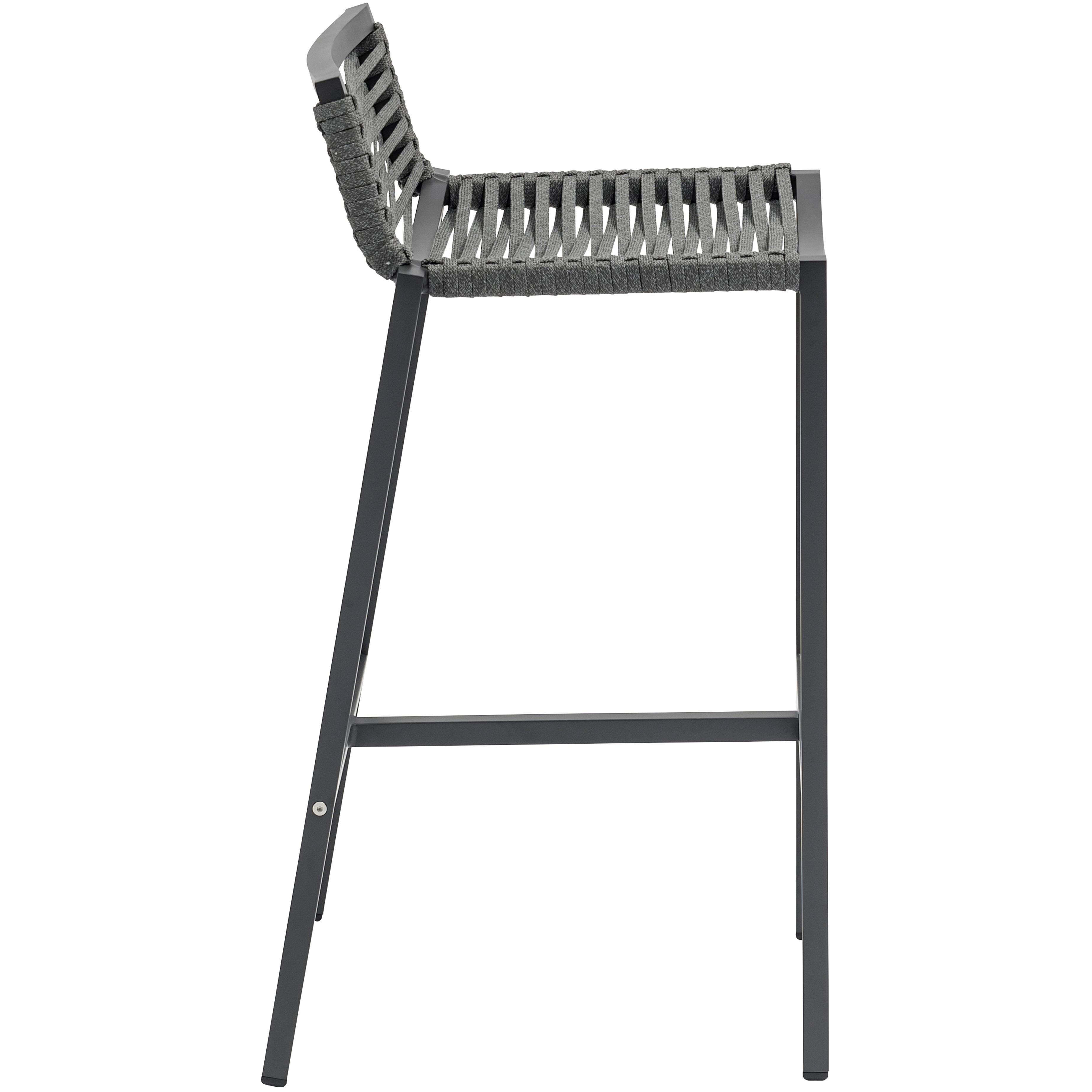 Meridian Maldives Grey Rope Fabric Outdoor Patio Barstool