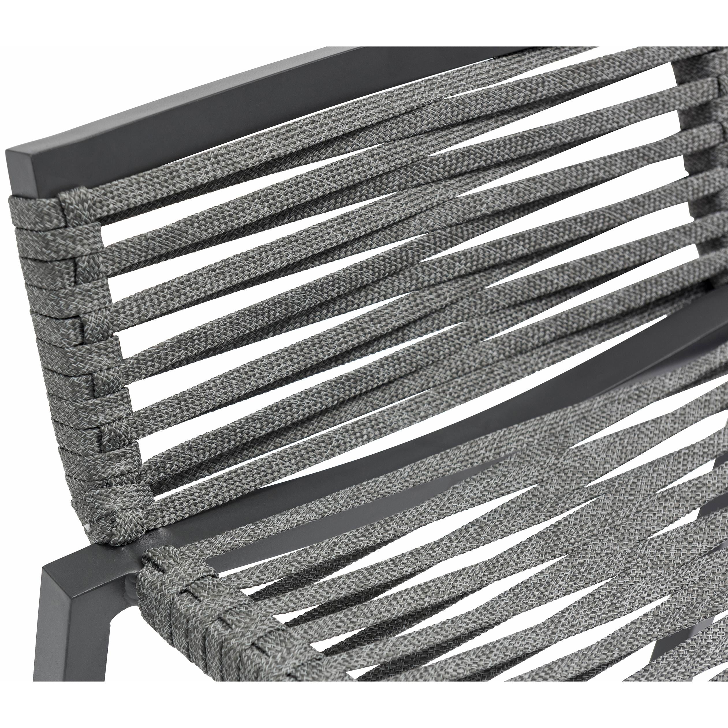 Meridian Maldives Grey Rope Fabric Outdoor Patio Barstool