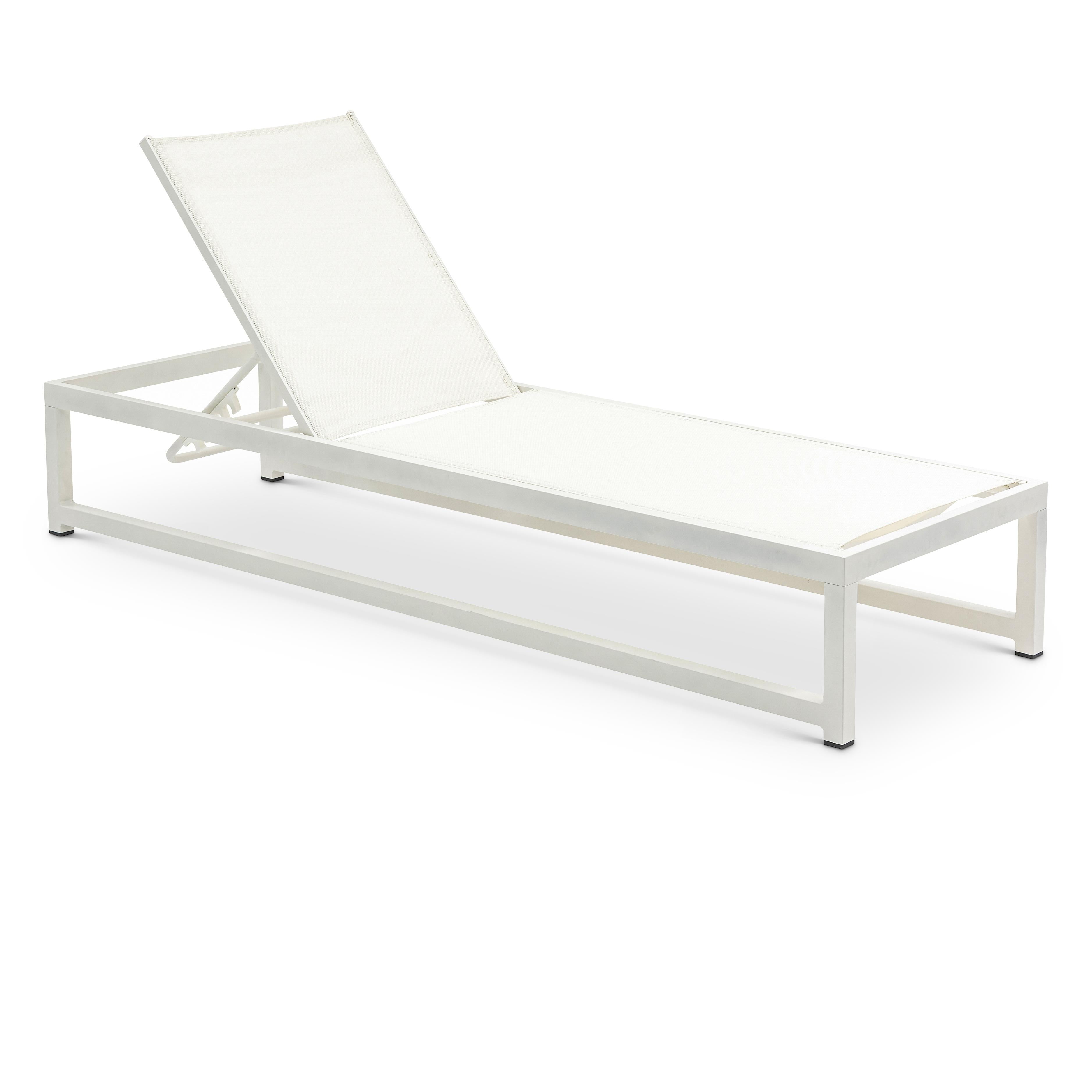 Meridian Maldives Cream Mesh Water Resistant Fabric Outdoor Patio Adjustable Sun Chaise Lounge Chair