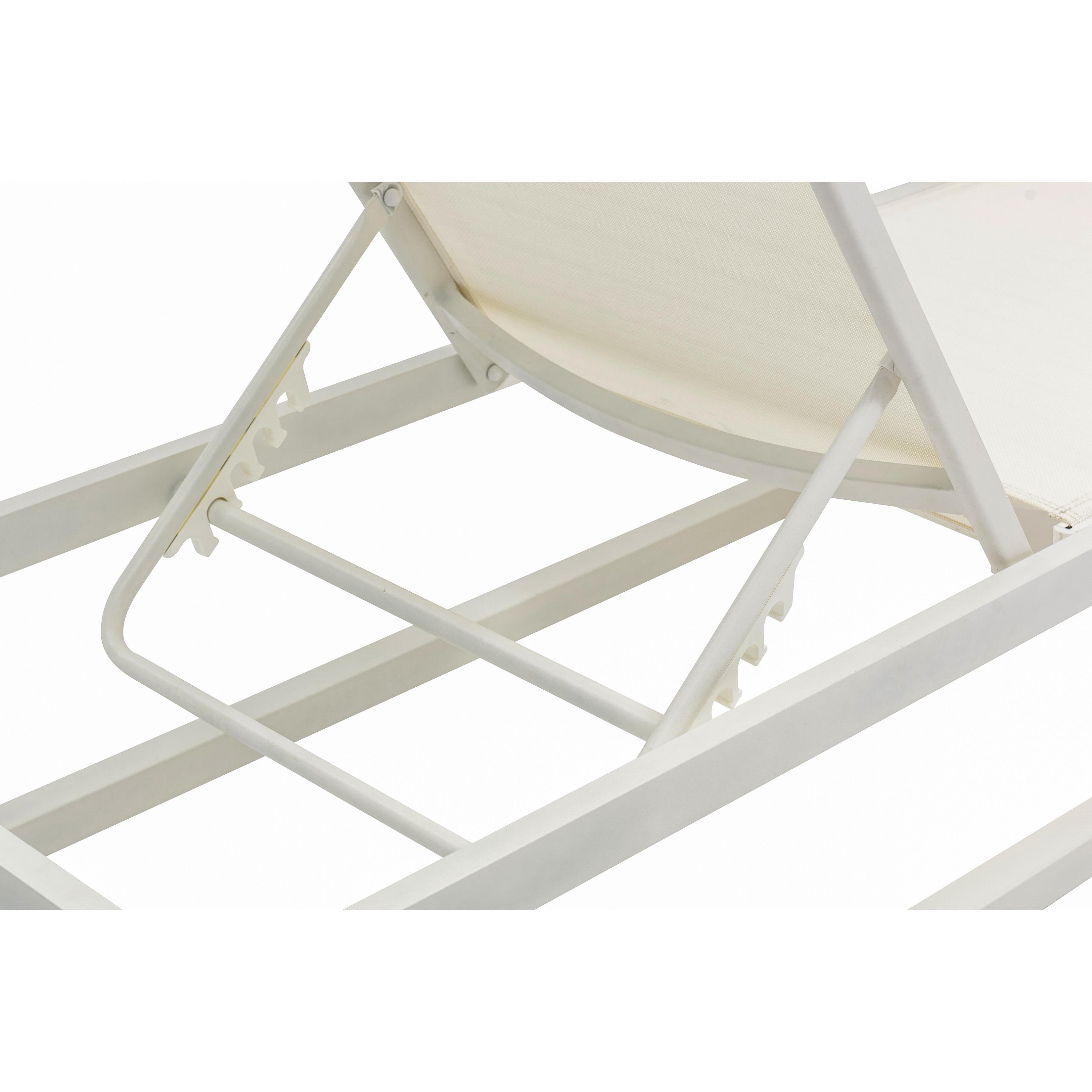 Meridian Maldives Cream Mesh Water Resistant Fabric Outdoor Patio Adjustable Sun Chaise Lounge Chair