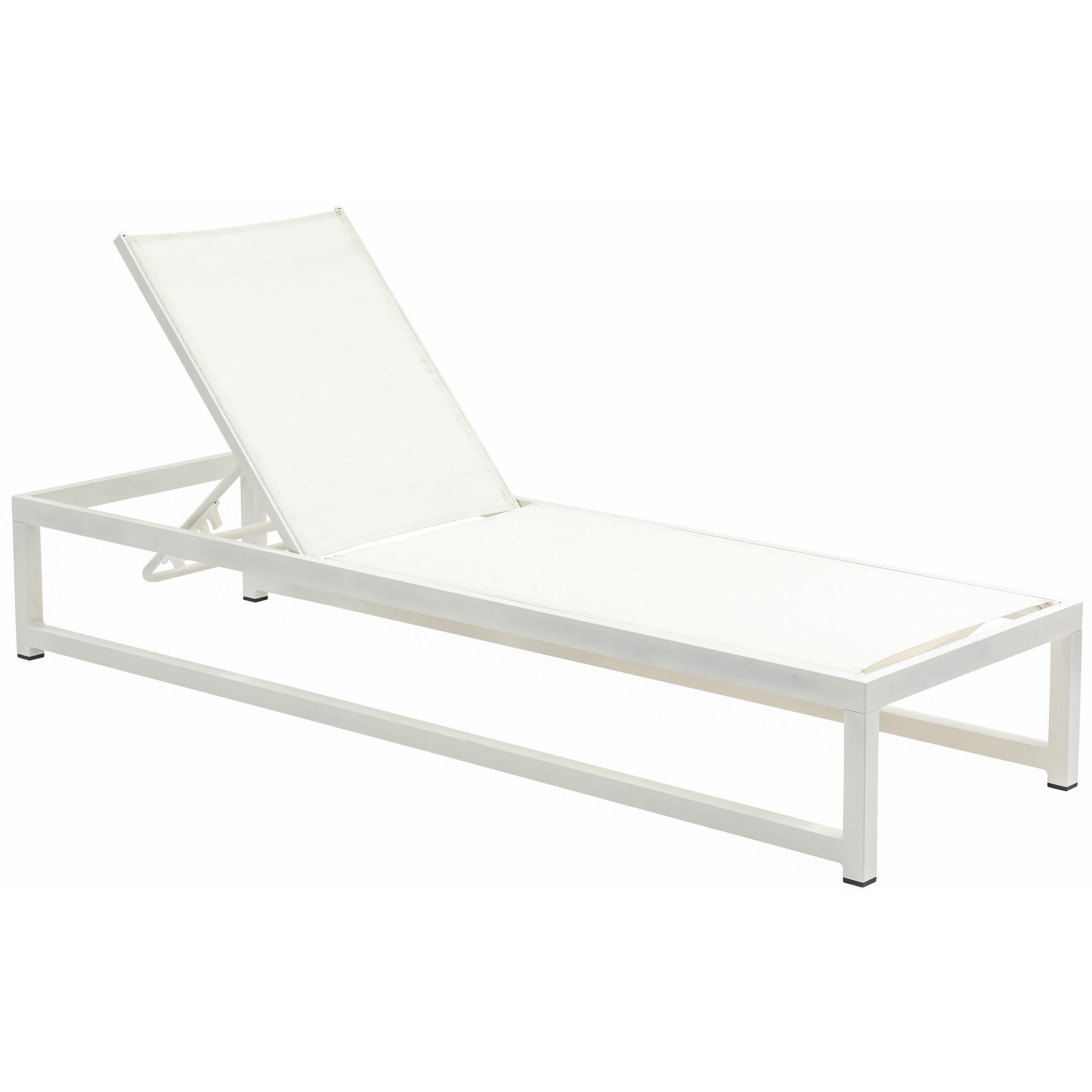 Meridian Maldives Cream Mesh Water Resistant Fabric Outdoor Patio Adjustable Sun Chaise Lounge Chair