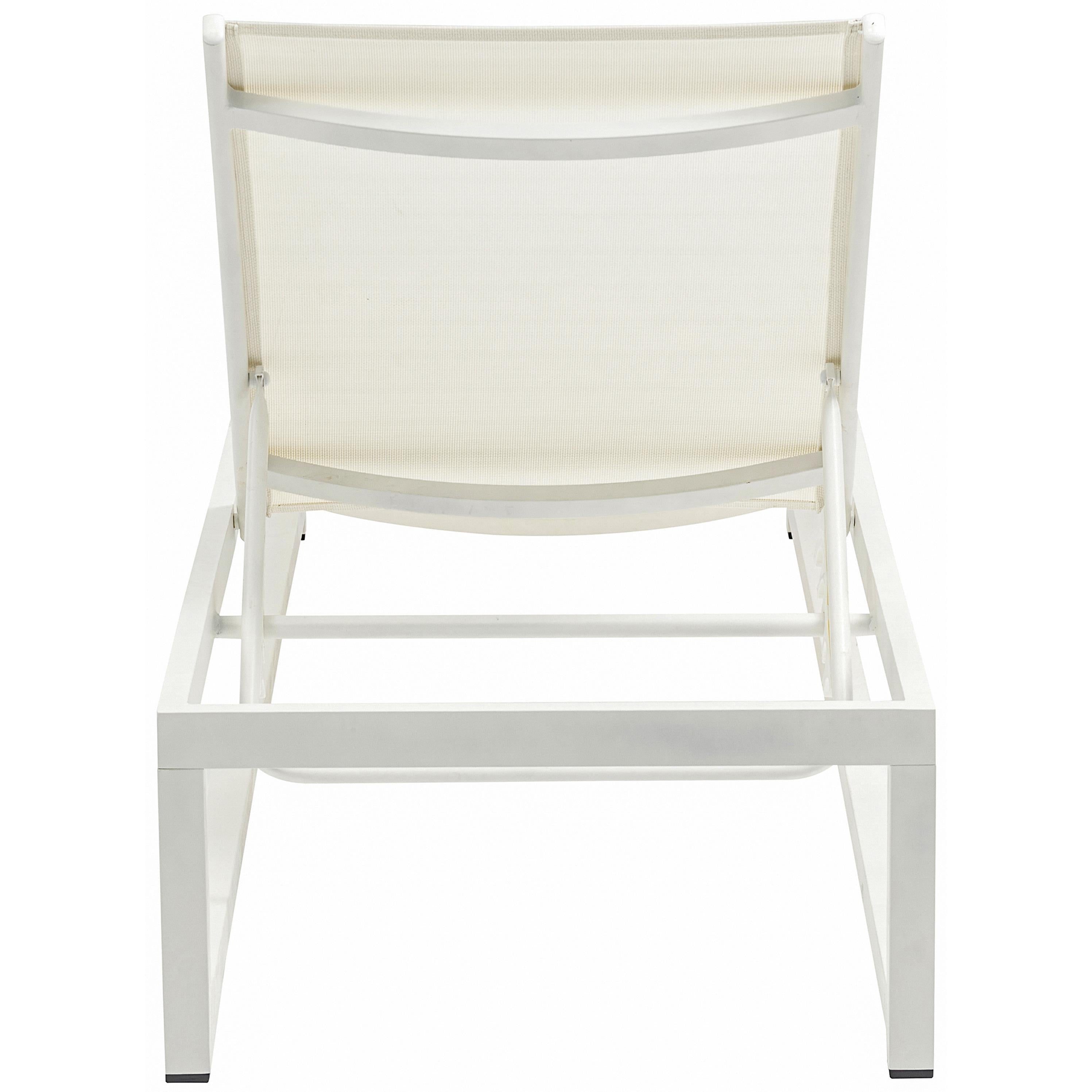 Meridian Maldives Cream Mesh Water Resistant Fabric Outdoor Patio Adjustable Sun Chaise Lounge Chair
