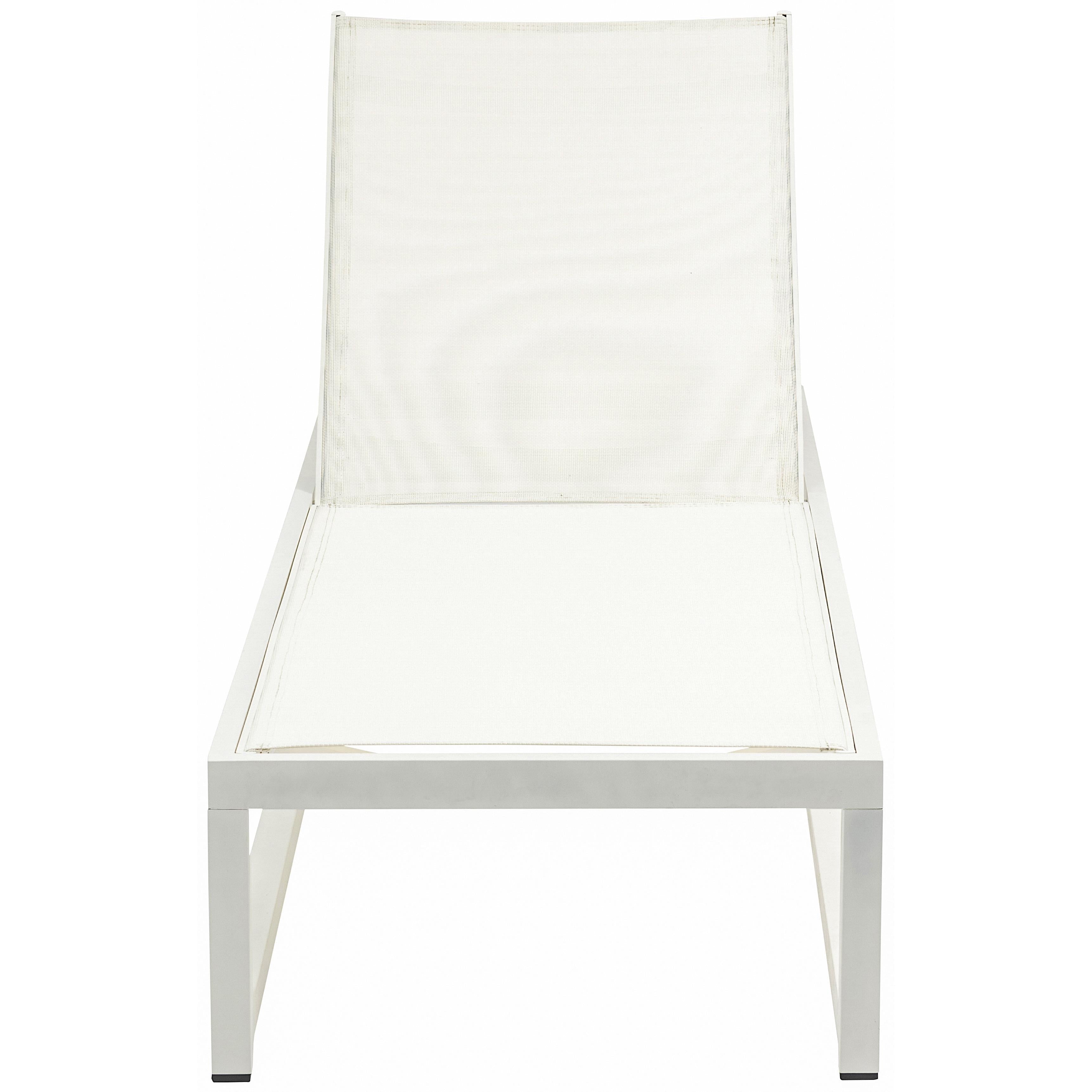 Meridian Maldives Cream Mesh Water Resistant Fabric Outdoor Patio Adjustable Sun Chaise Lounge Chair