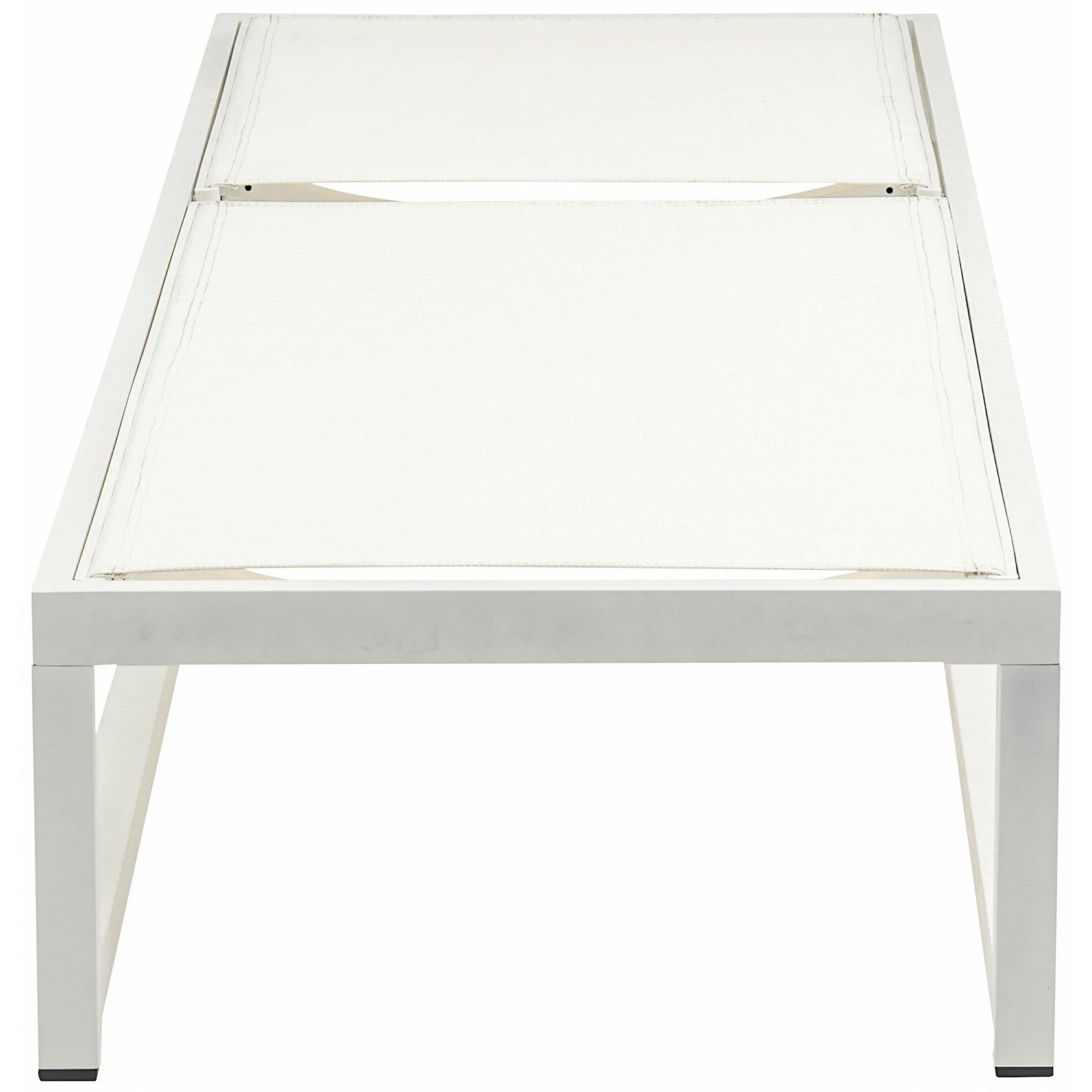 Meridian Maldives Cream Mesh Water Resistant Fabric Outdoor Patio Adjustable Sun Chaise Lounge Chair