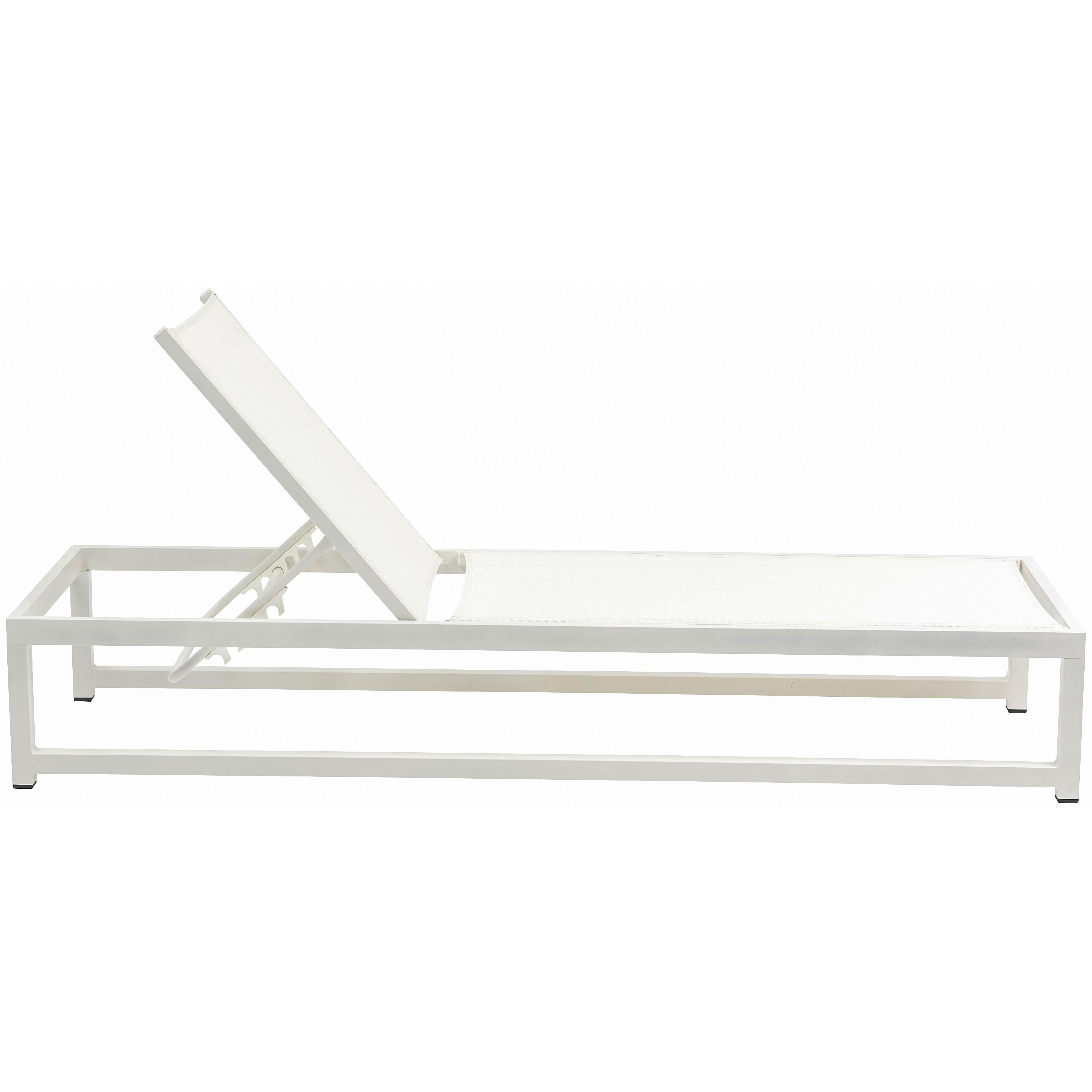 Meridian Maldives Cream Mesh Water Resistant Fabric Outdoor Patio Adjustable Sun Chaise Lounge Chair