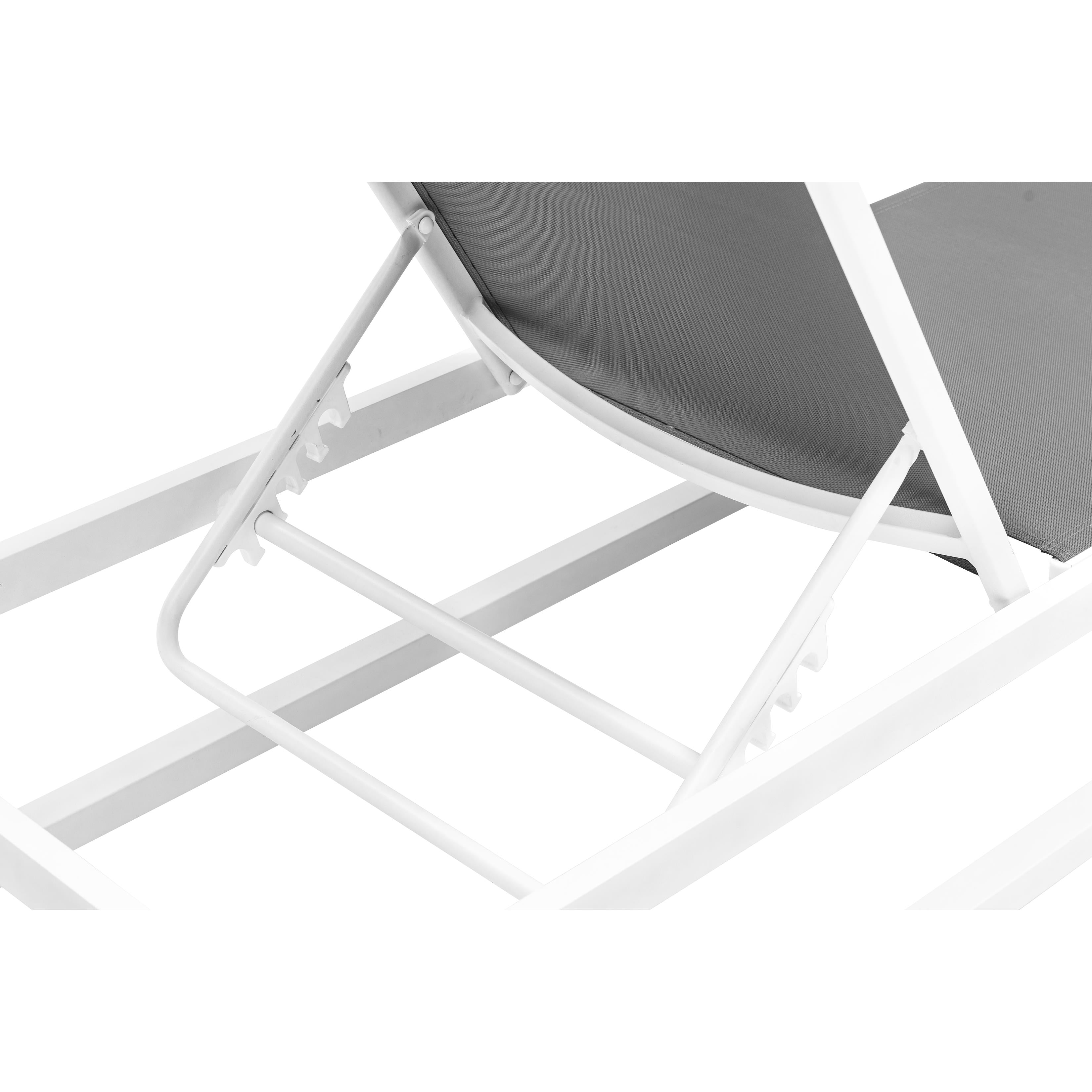 Meridian Maldives Grey Mesh Water Resistant Fabric Outdoor Patio Adjustable Sun Chaise Lounge Chair