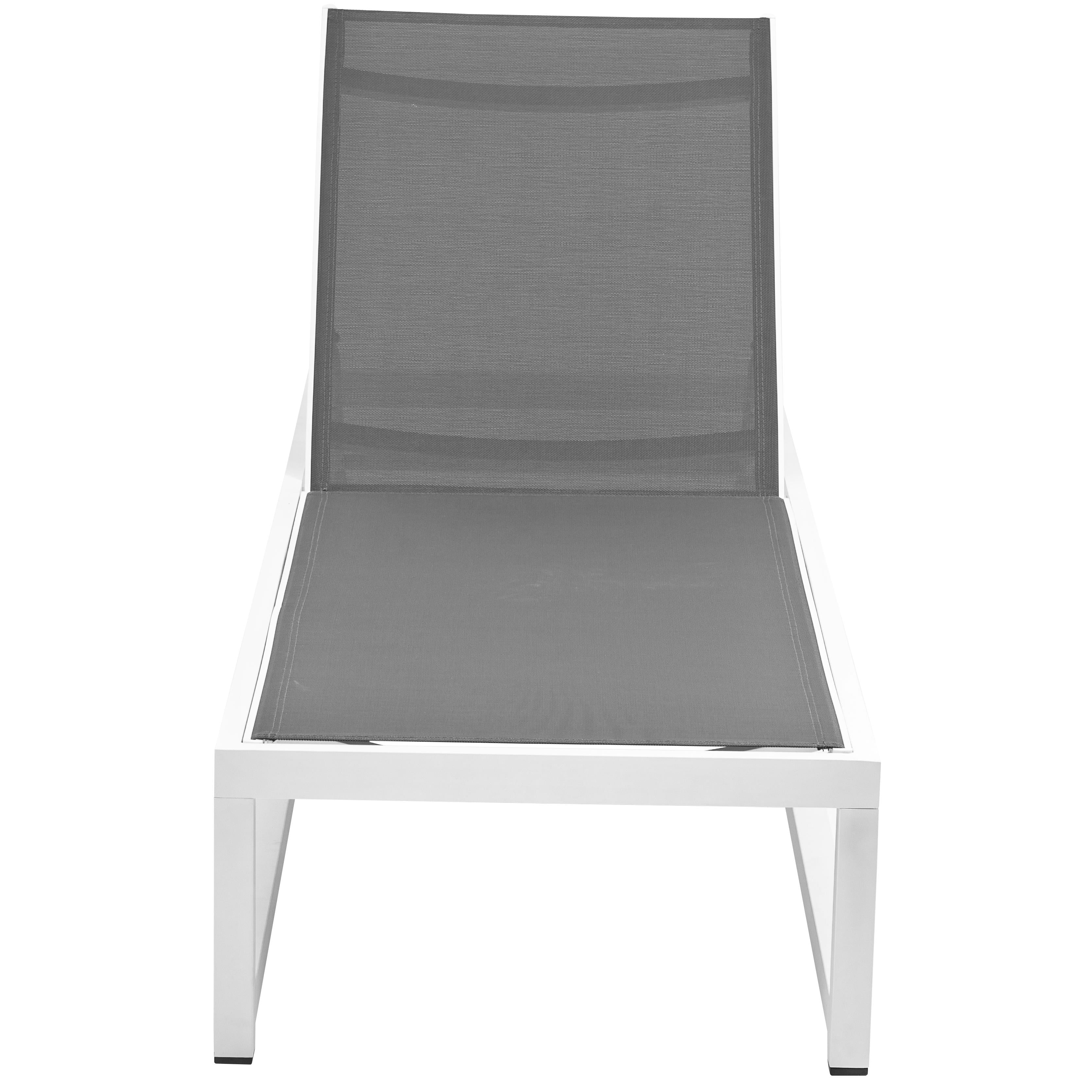 Meridian Maldives Grey Mesh Water Resistant Fabric Outdoor Patio Adjustable Sun Chaise Lounge Chair