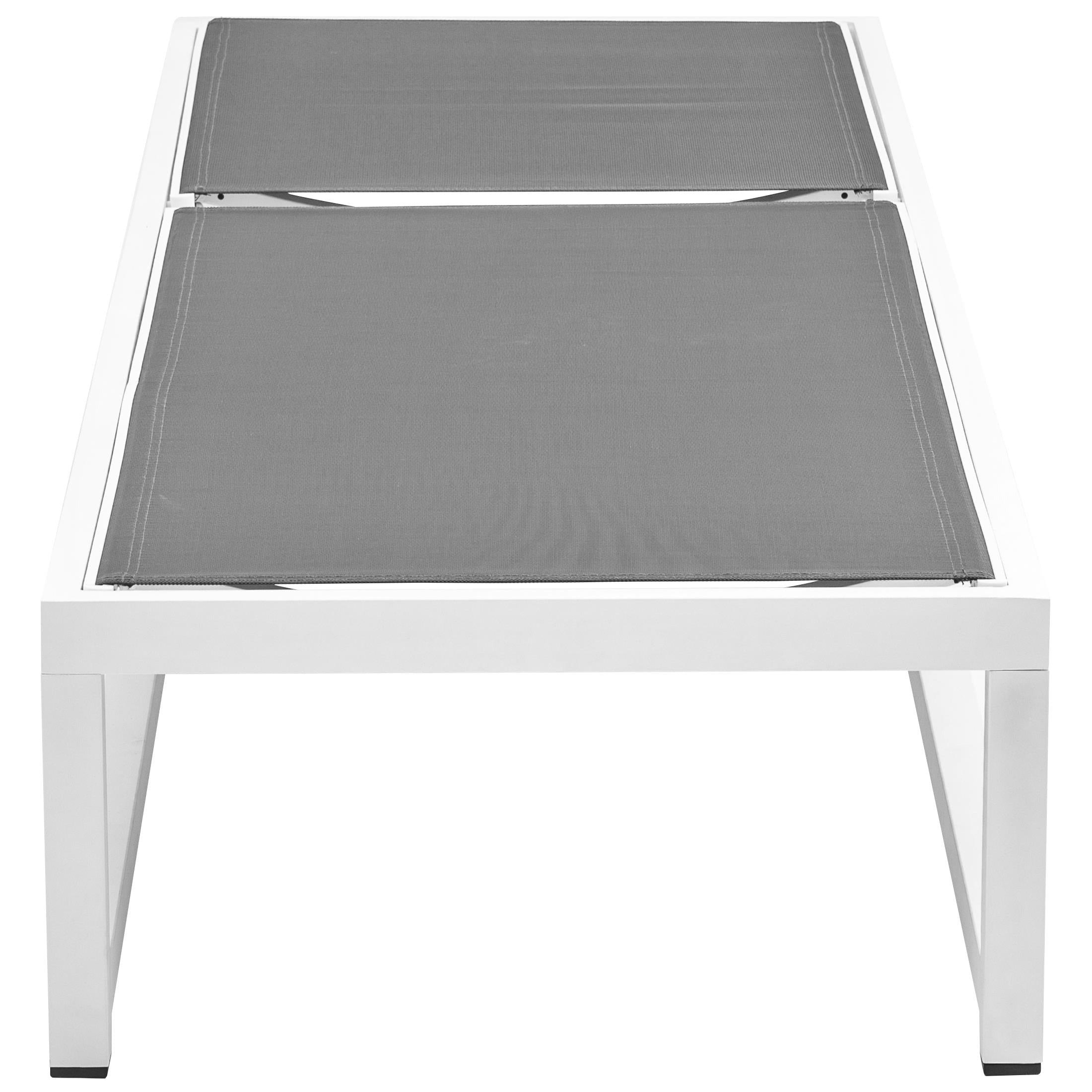 Meridian Maldives Grey Mesh Water Resistant Fabric Outdoor Patio Adjustable Sun Chaise Lounge Chair