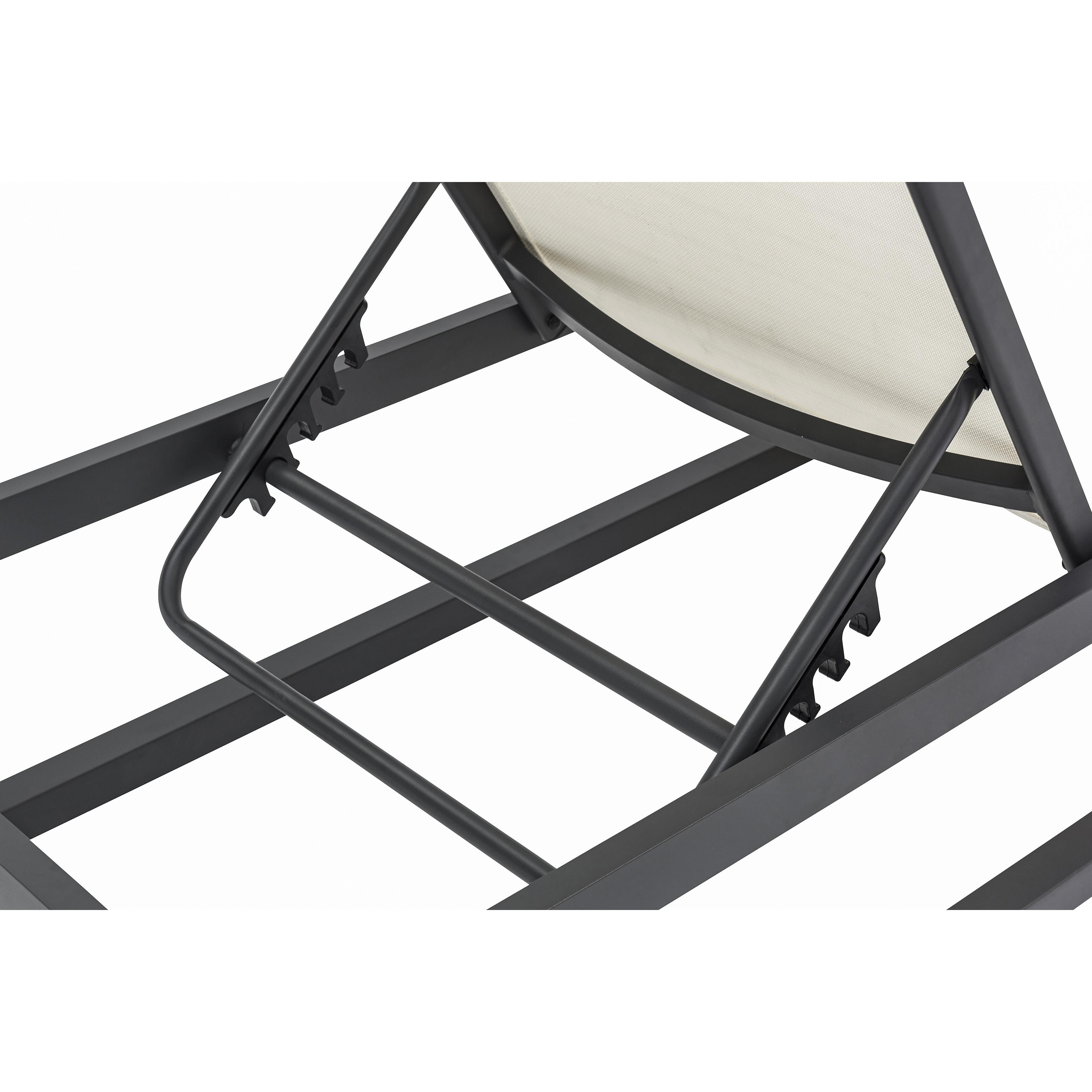Meridian Maldives Cream Mesh Water Resistant Fabric Outdoor Patio Adjustable Sun Chaise Lounge Chair