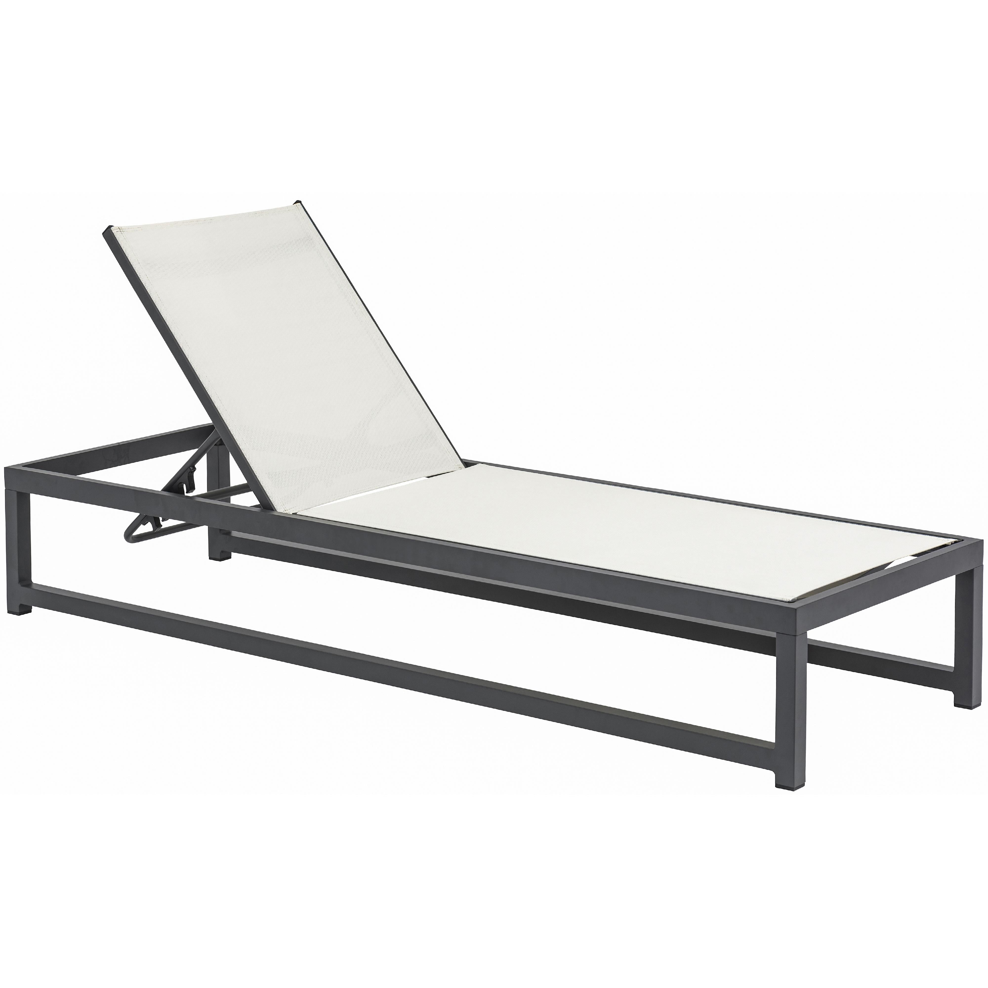 Meridian Maldives Cream Mesh Water Resistant Fabric Outdoor Patio Adjustable Sun Chaise Lounge Chair