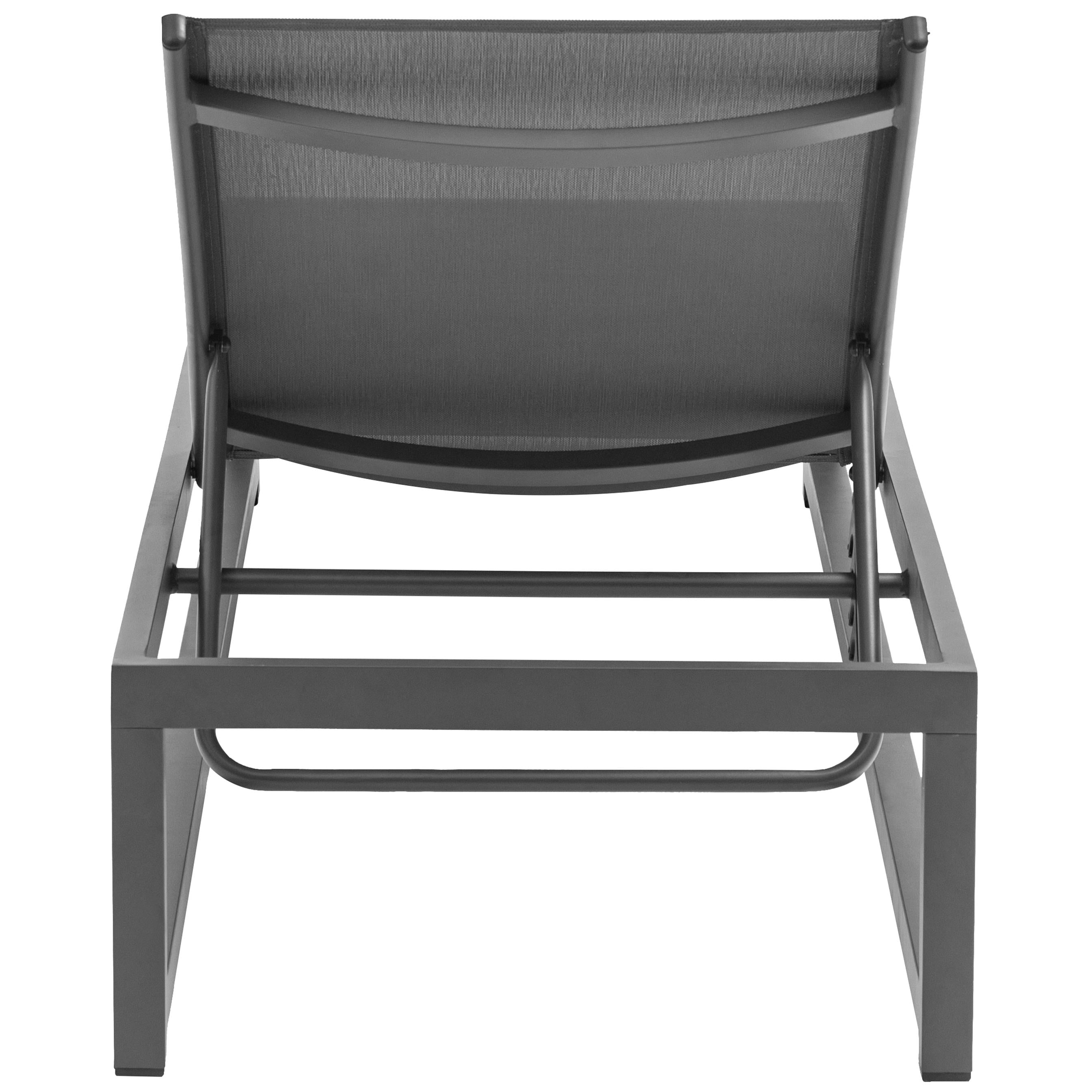 Meridian Maldives Grey Mesh Water Resistant Fabric Outdoor Patio Adjustable Sun Chaise Lounge Chair