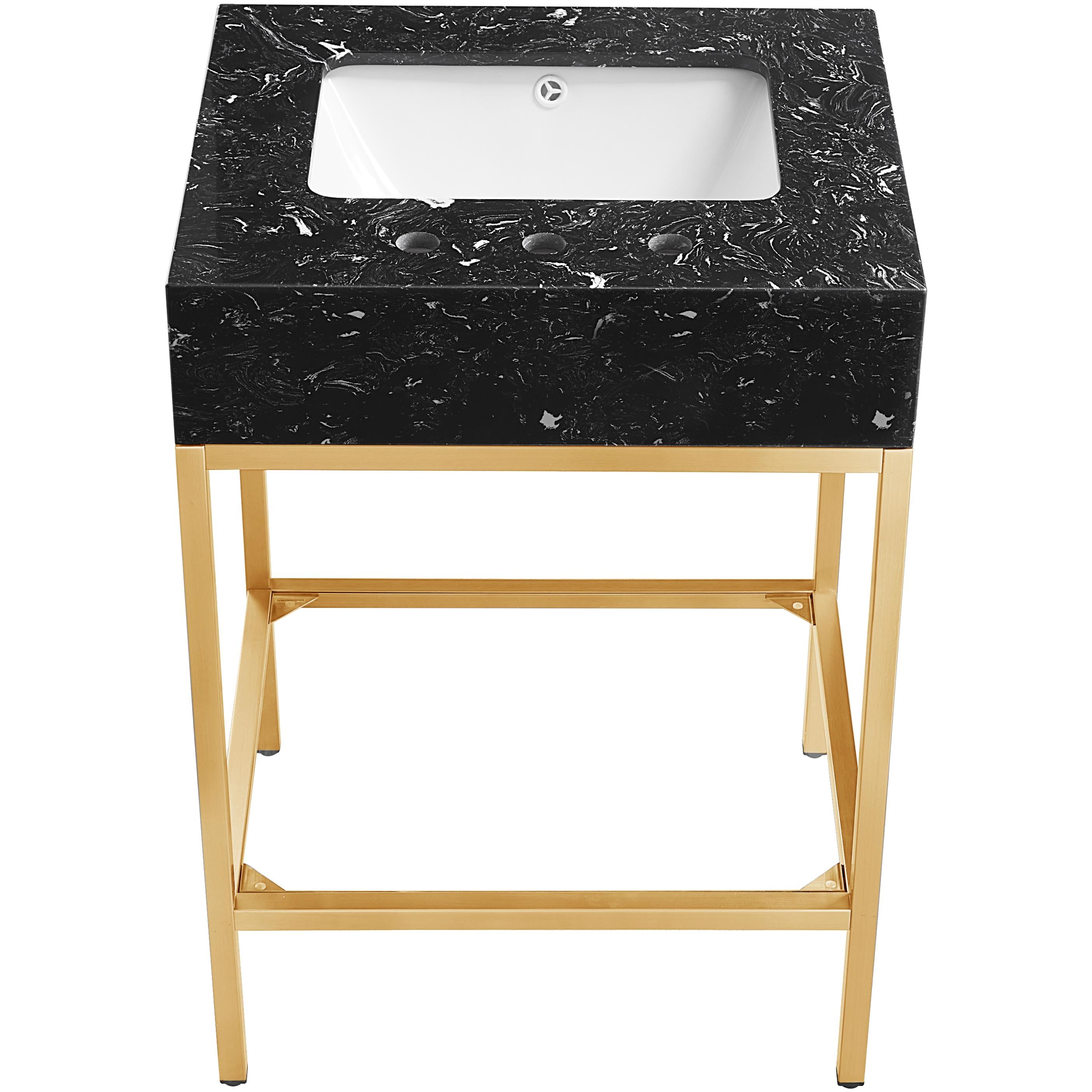 Meridian Marmo Black Engineered Marble Bathroom Vanity