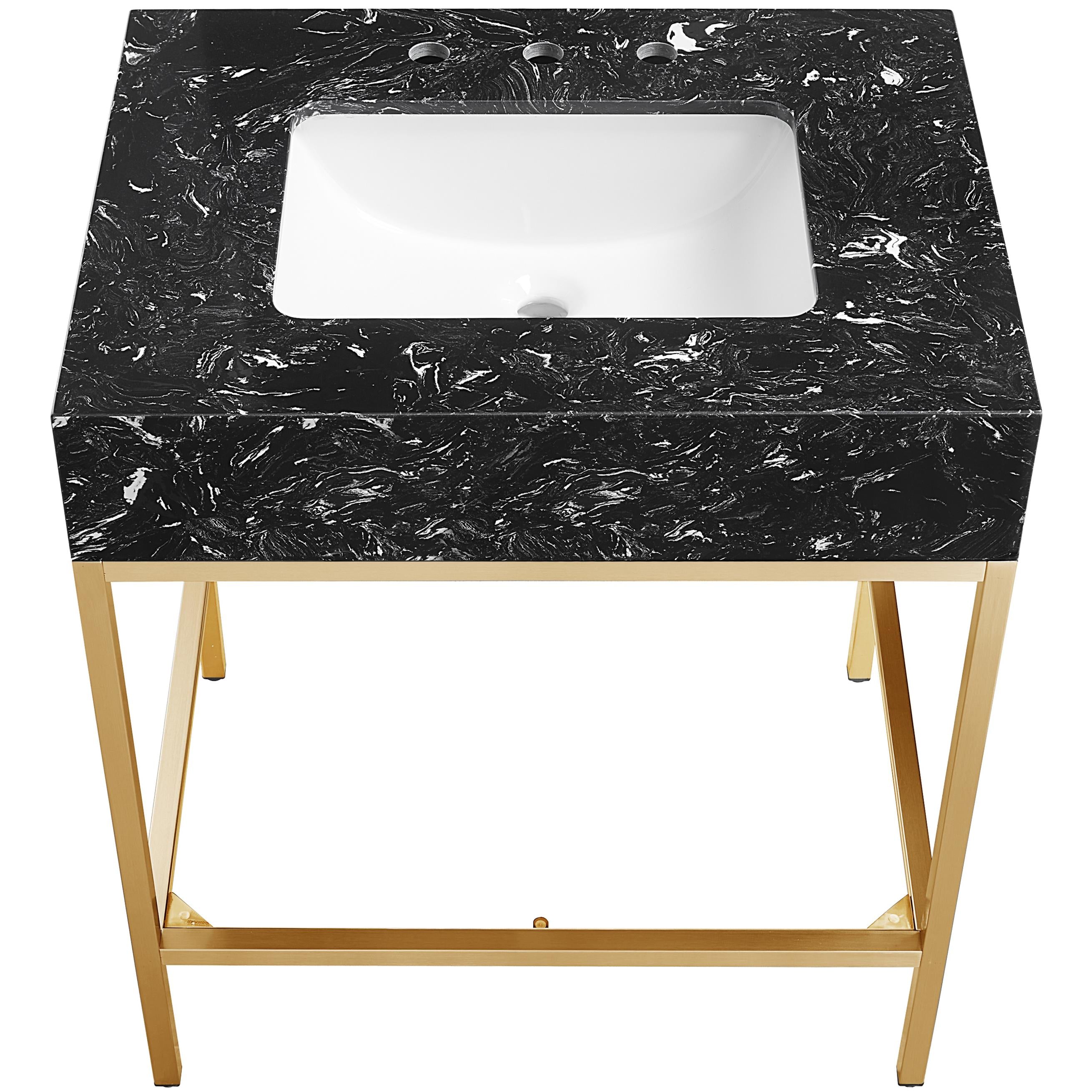 Meridian Marmo Black Engineered Marble Bathroom Vanity