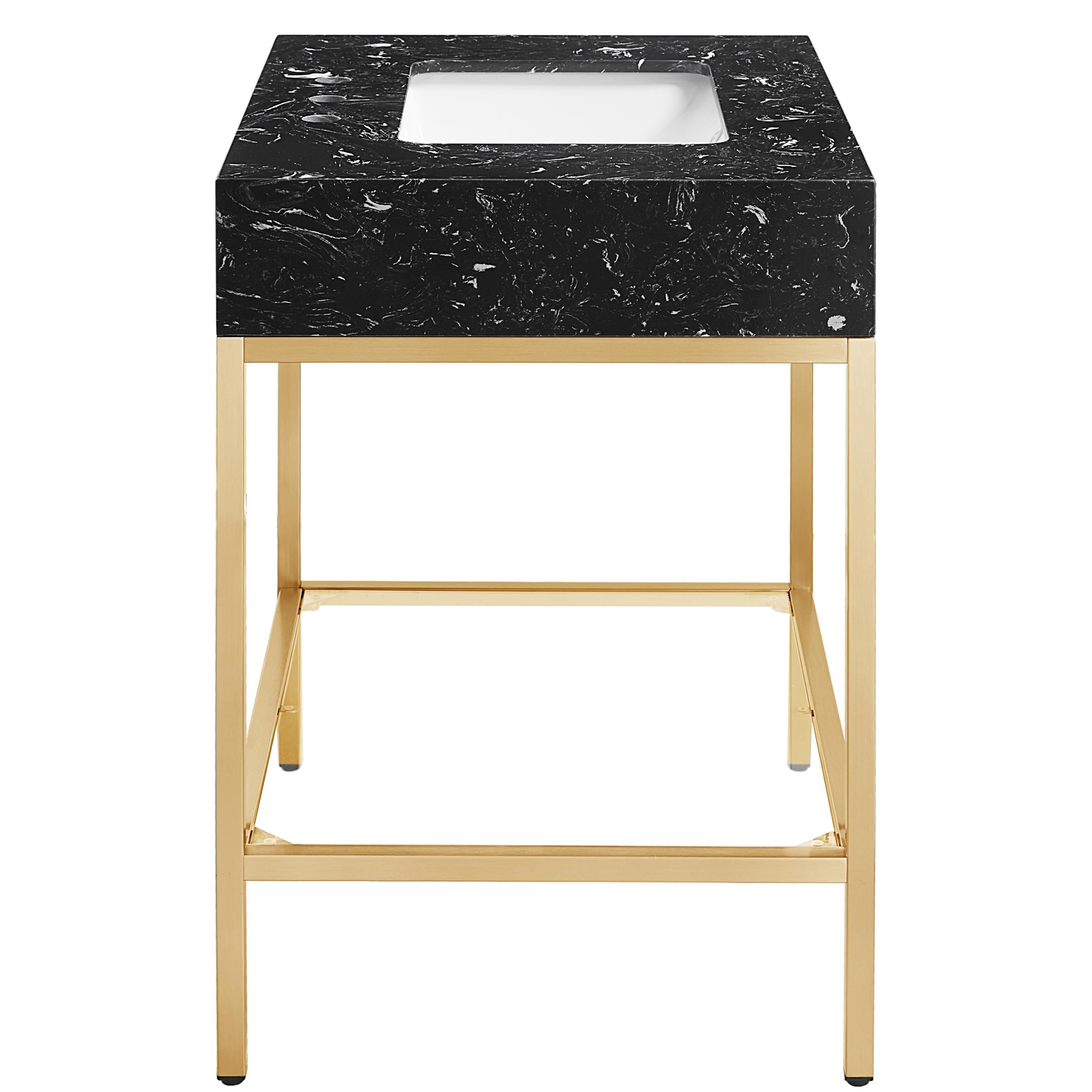 Meridian Marmo Black Engineered Marble Bathroom Vanity