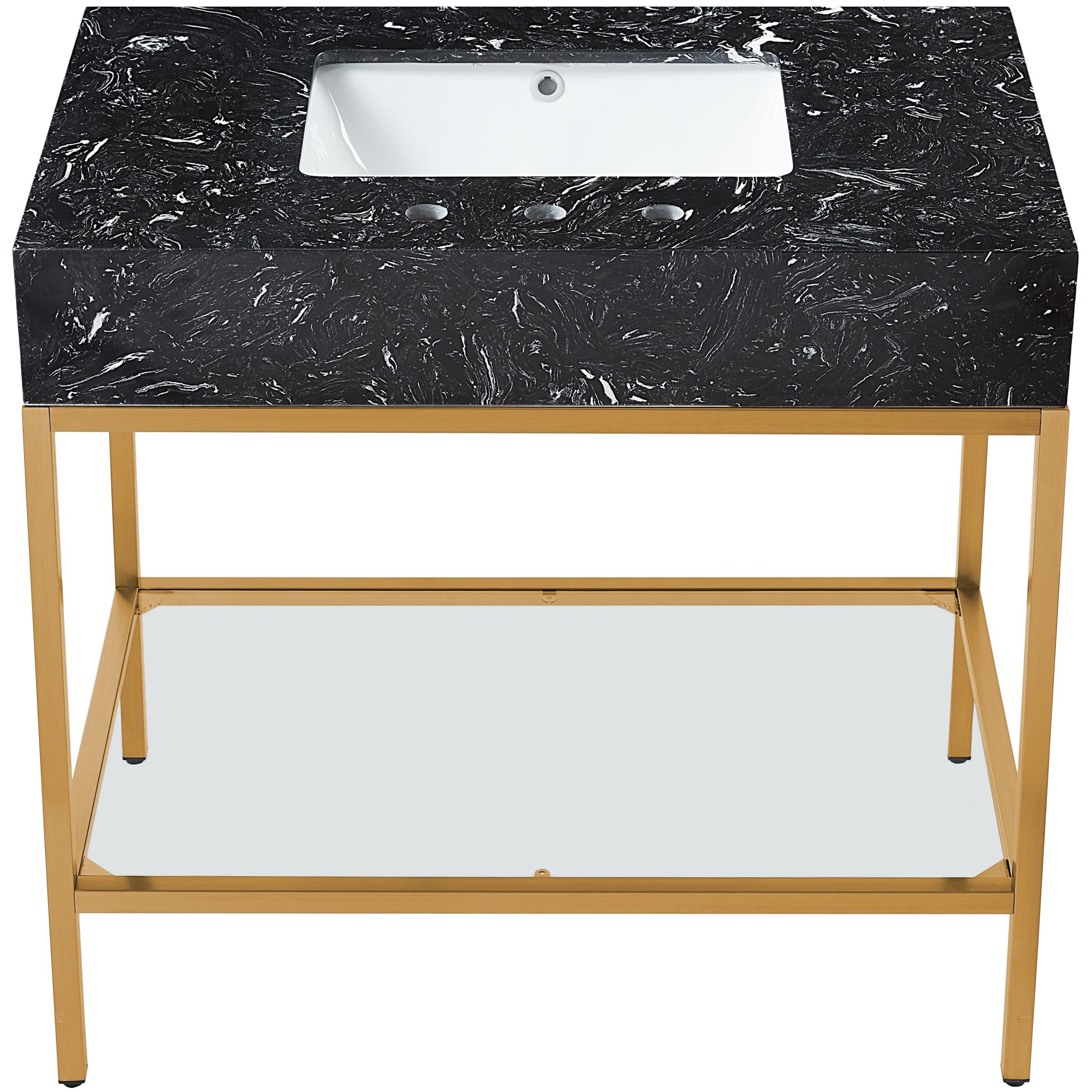 Meridian Marmo Black Engineered Marble Bathroom Vanity
