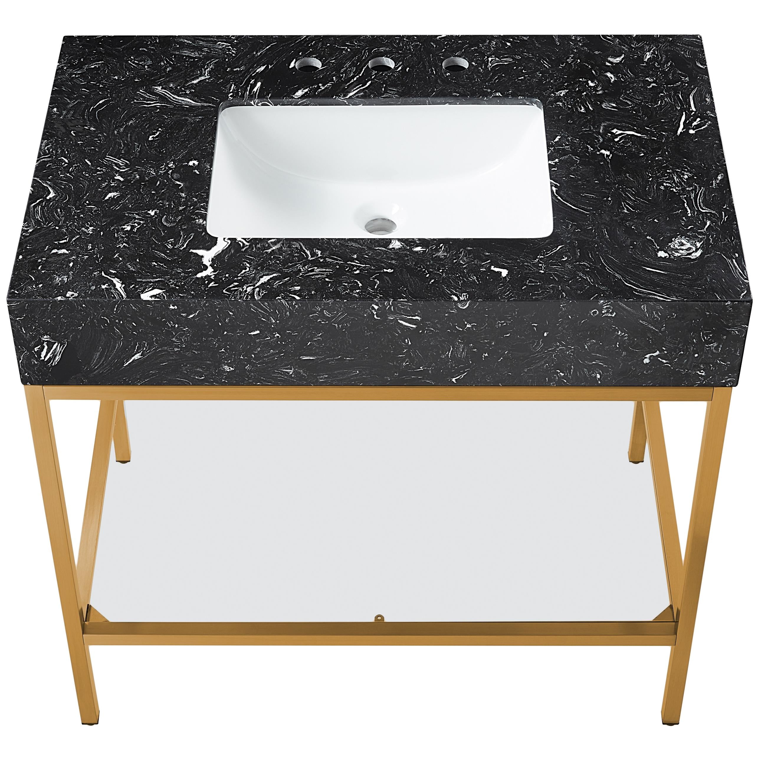 Meridian Marmo Black Engineered Marble Bathroom Vanity