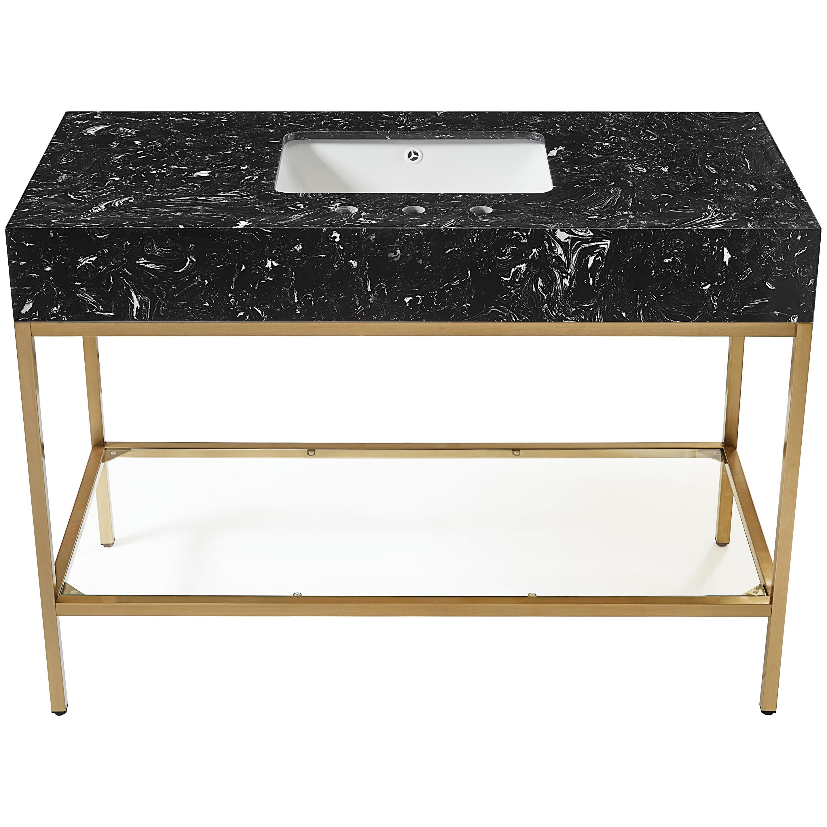 Meridian Marmo Black Engineered Marble Bathroom Vanity