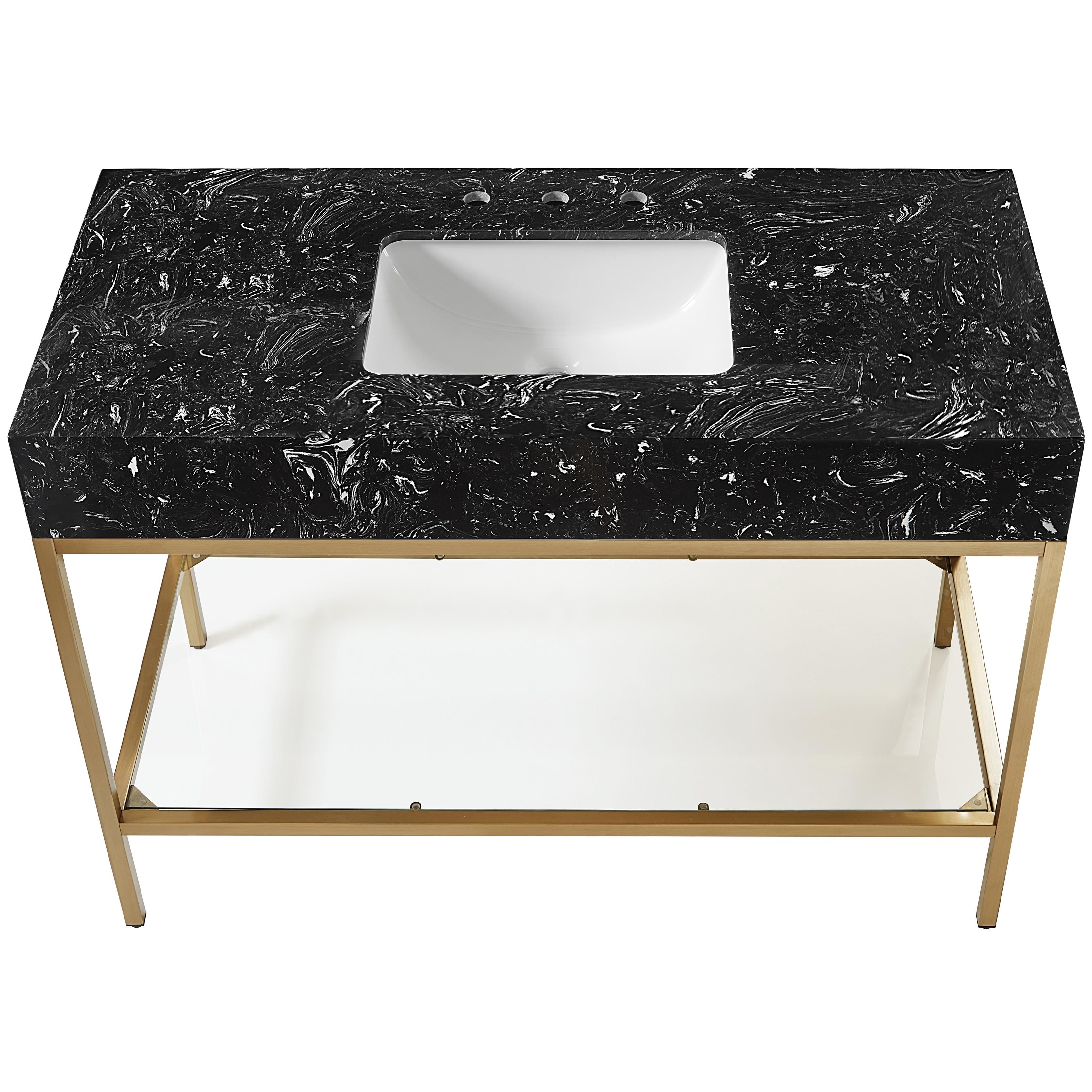 Meridian Marmo Black Engineered Marble Bathroom Vanity
