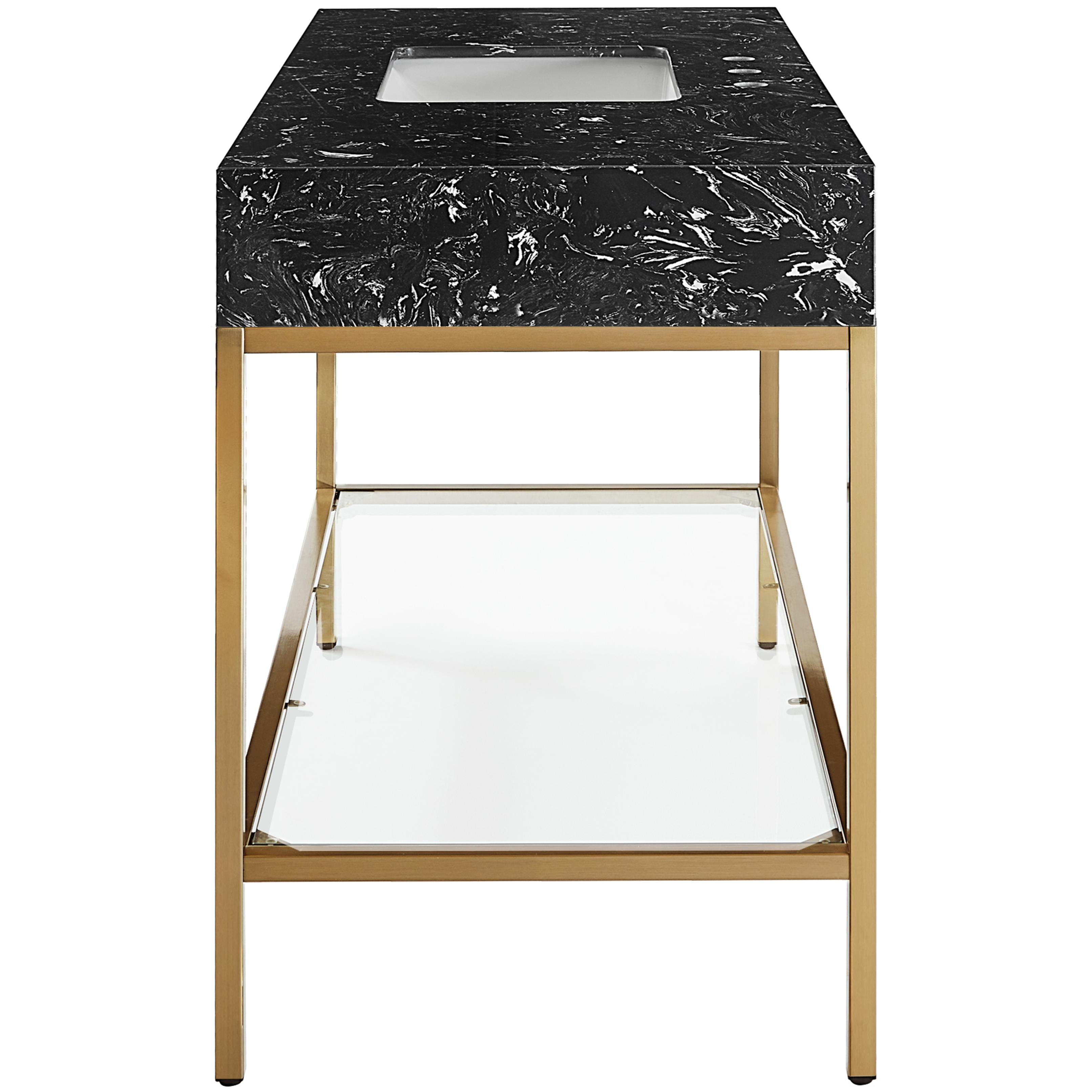 Meridian Marmo Black Engineered Marble Bathroom Vanity
