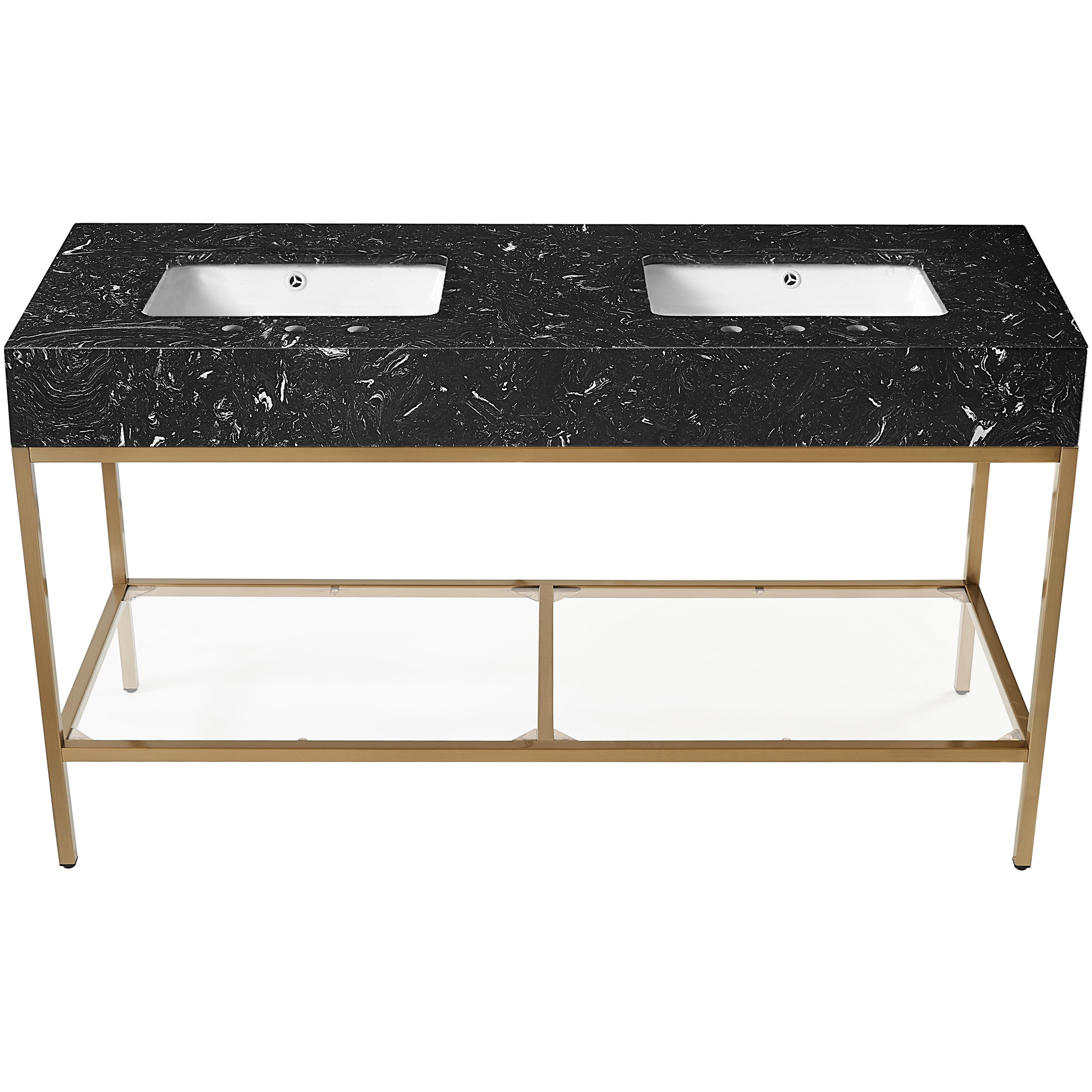 Meridian Marmo Black Engineered Marble Bathroom Vanity