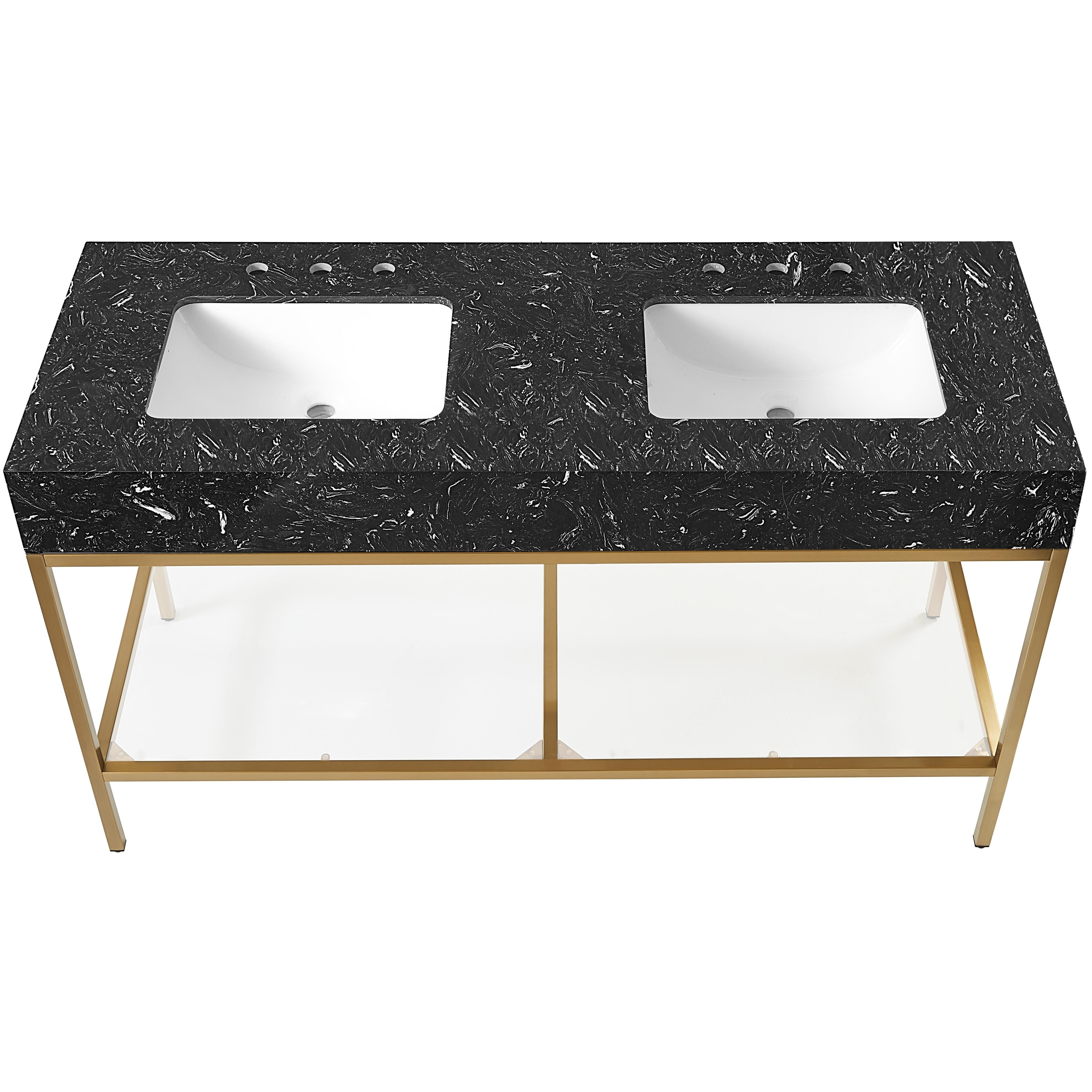 Meridian Marmo Black Engineered Marble Bathroom Vanity
