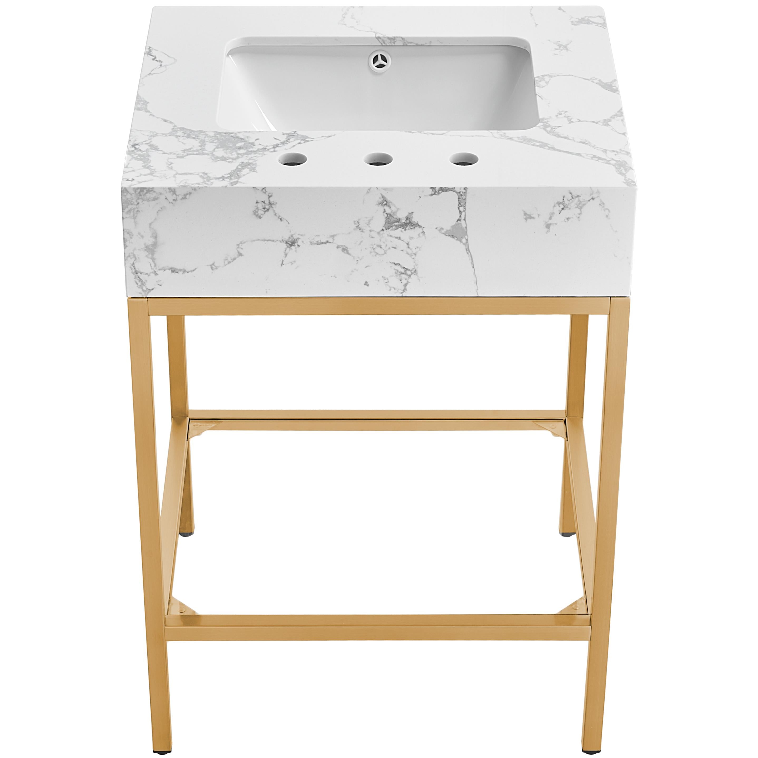 Meridian Marmo White Engineered Marble Bathroom Vanity