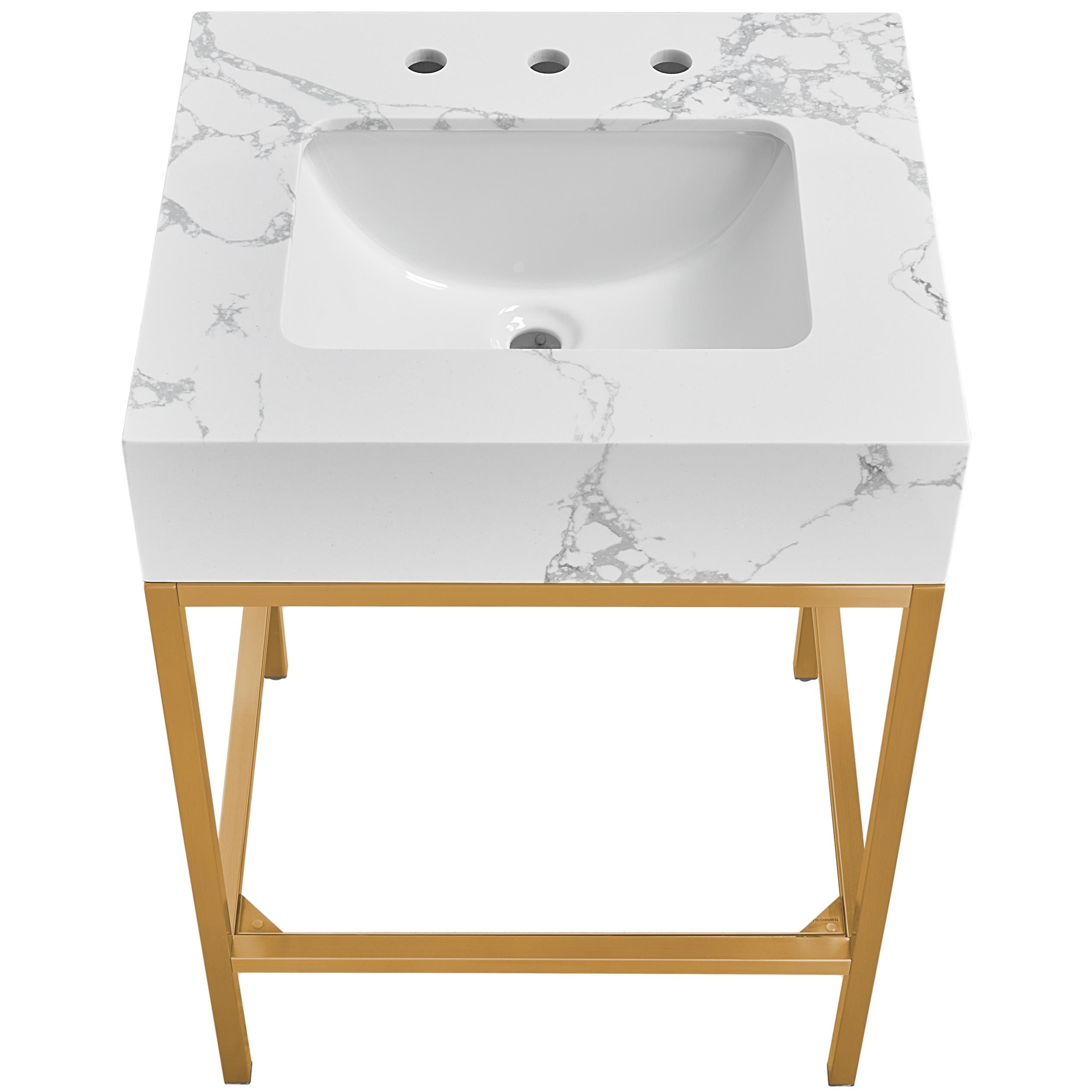 Meridian Marmo White Engineered Marble Bathroom Vanity