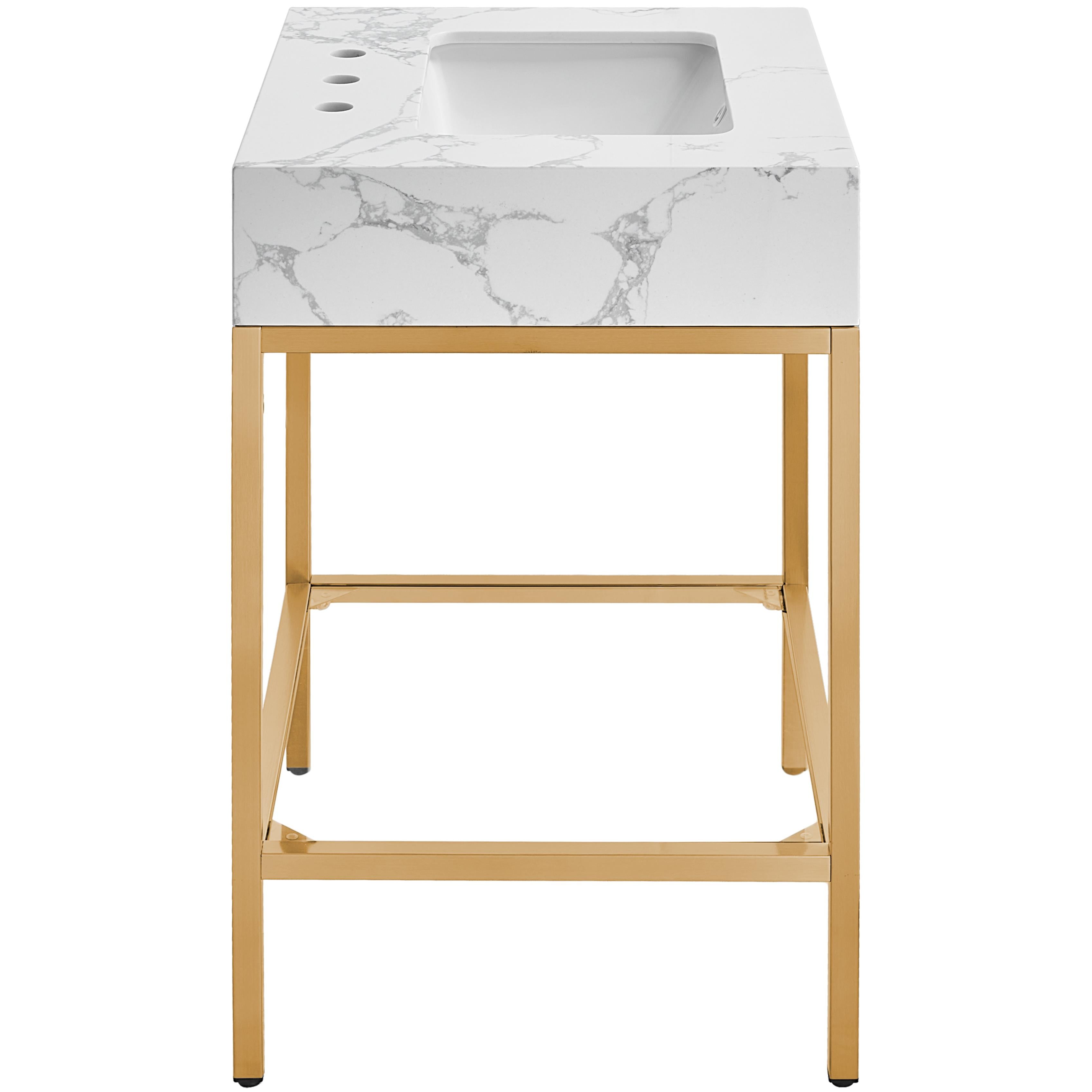 Meridian Marmo White Engineered Marble Bathroom Vanity