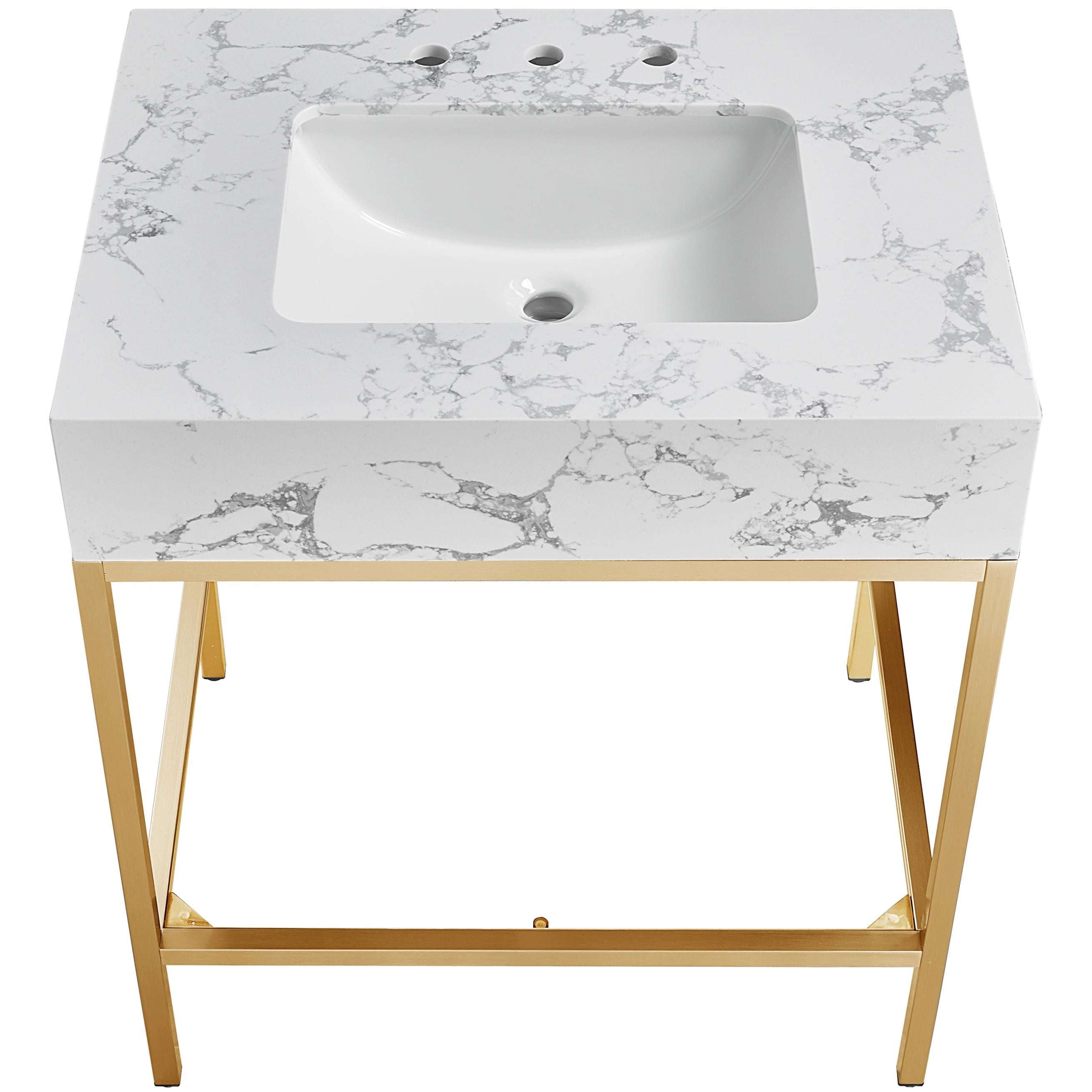 Meridian Marmo White Engineered Marble Bathroom Vanity