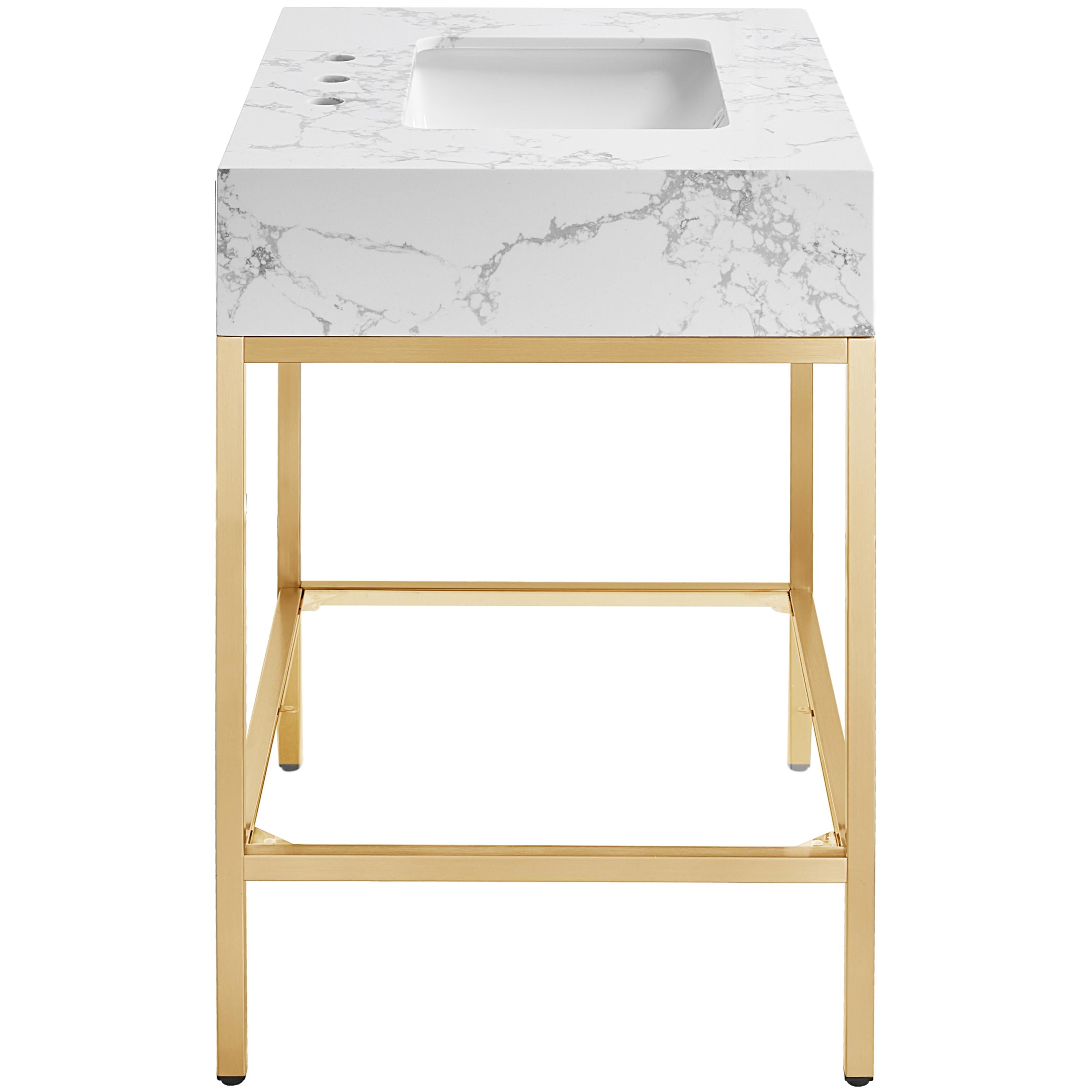 Meridian Marmo White Engineered Marble Bathroom Vanity