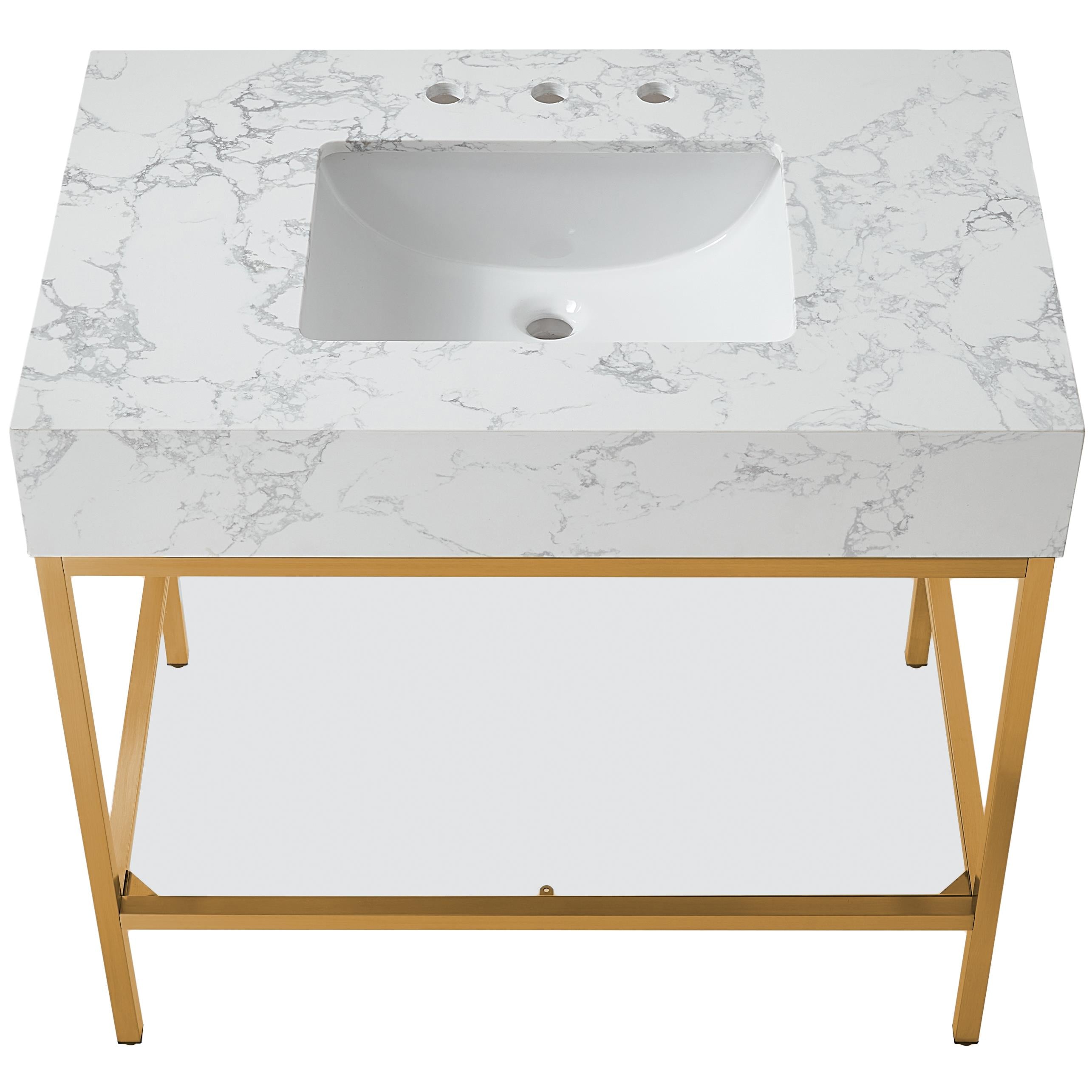 Meridian Marmo White Engineered Marble Bathroom Vanity