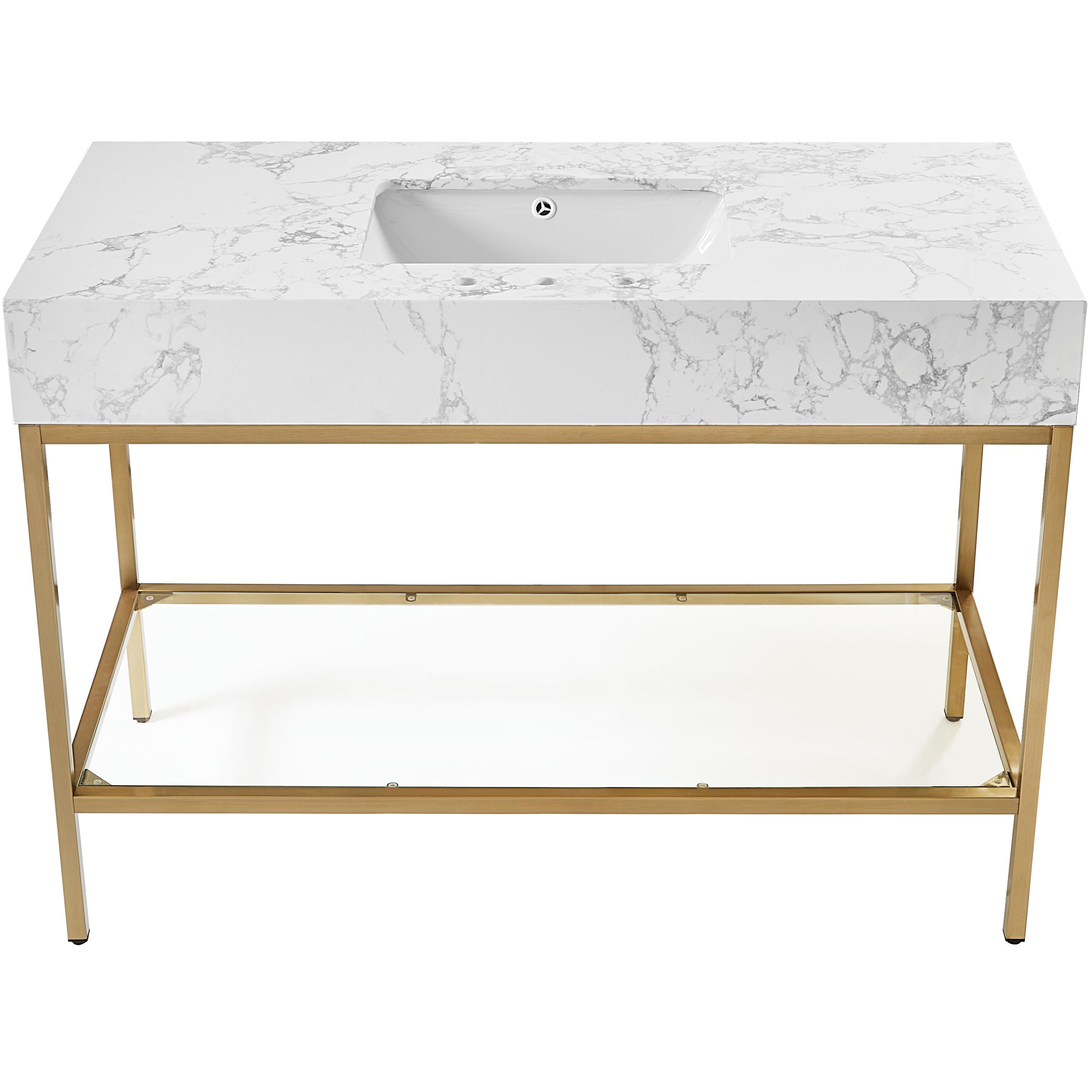 Meridian Marmo White Engineered Marble Bathroom Vanity