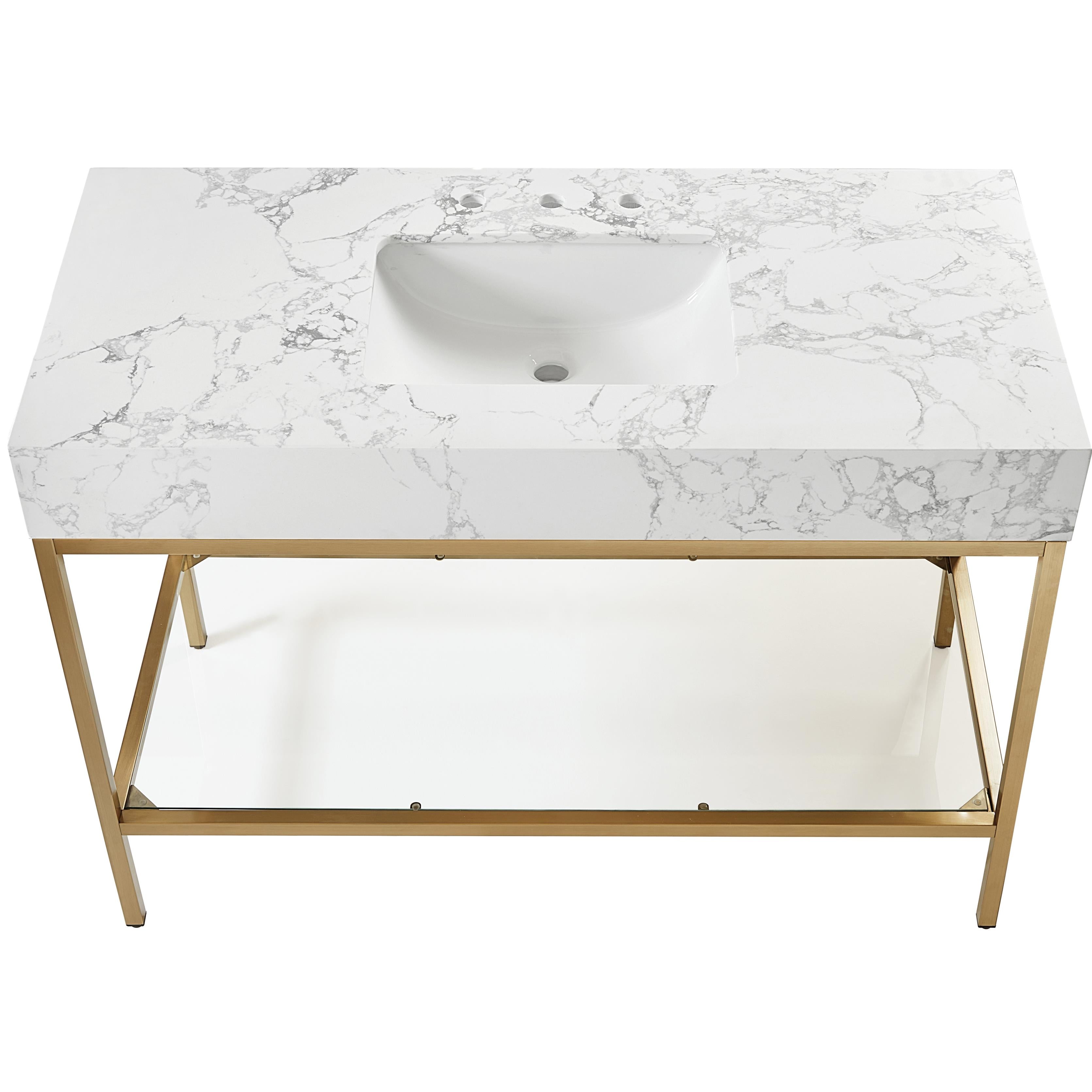 Meridian Marmo White Engineered Marble Bathroom Vanity
