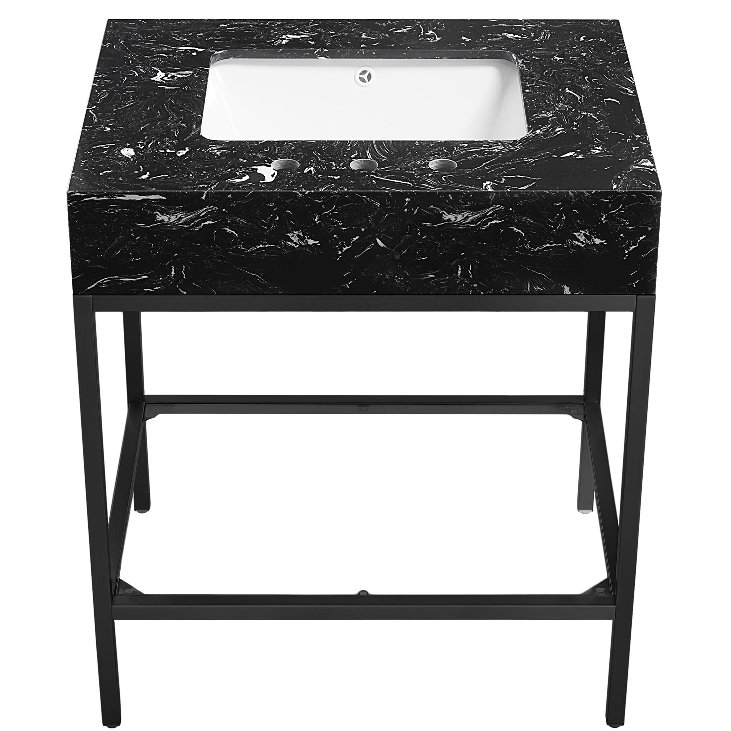 Meridian Marmo Black Engineered Marble Bathroom Vanity