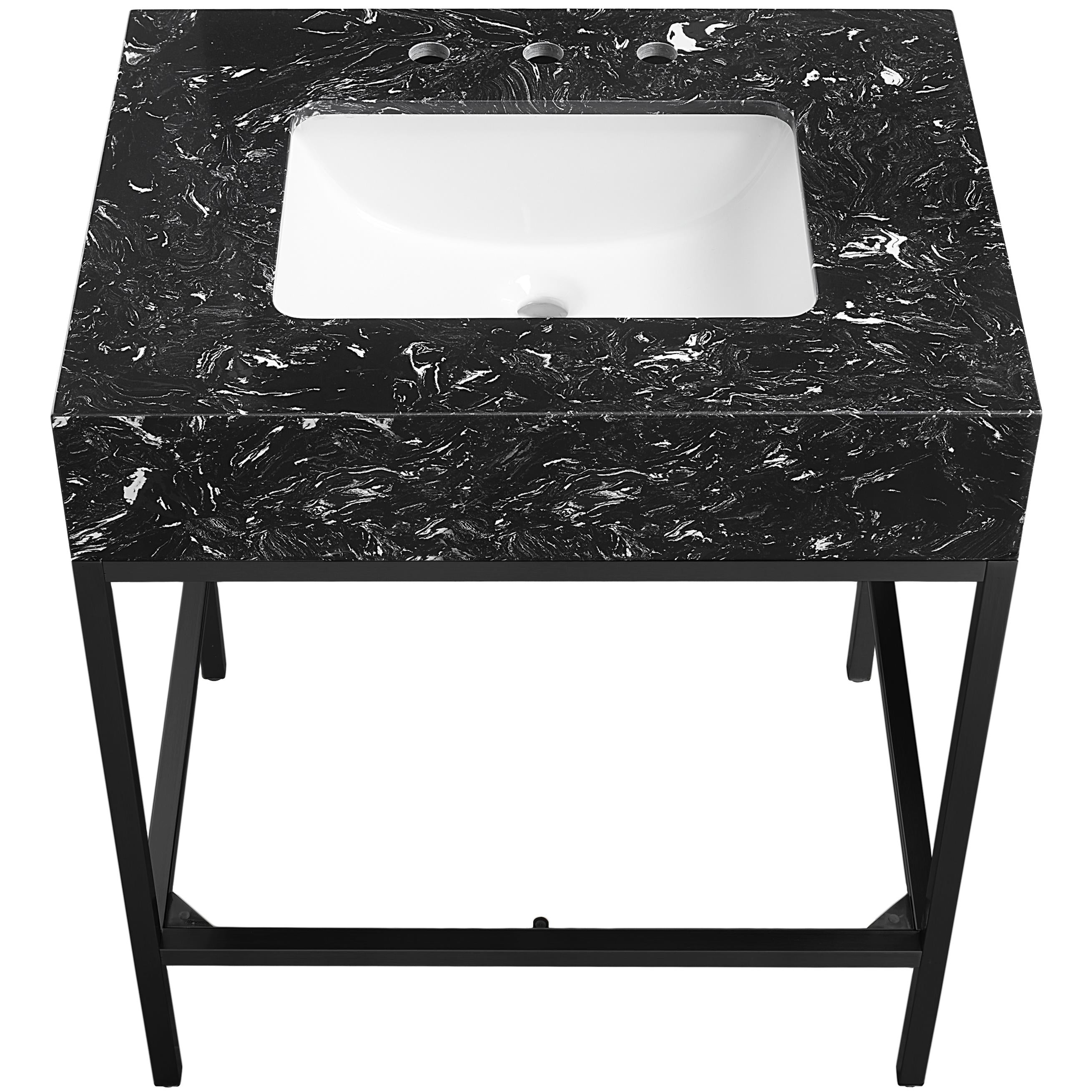 Meridian Marmo Black Engineered Marble Bathroom Vanity