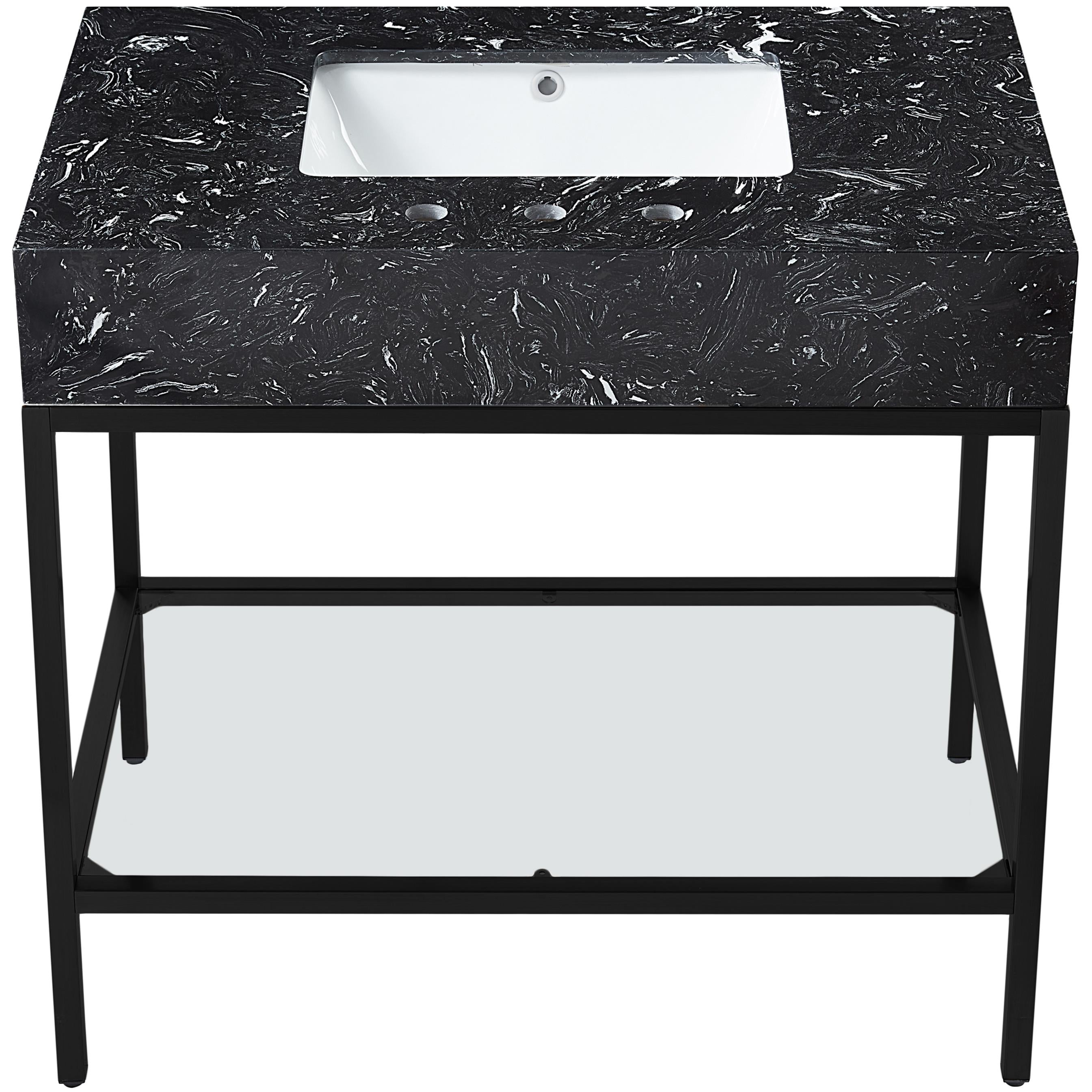 Meridian Marmo Black Engineered Marble Bathroom Vanity