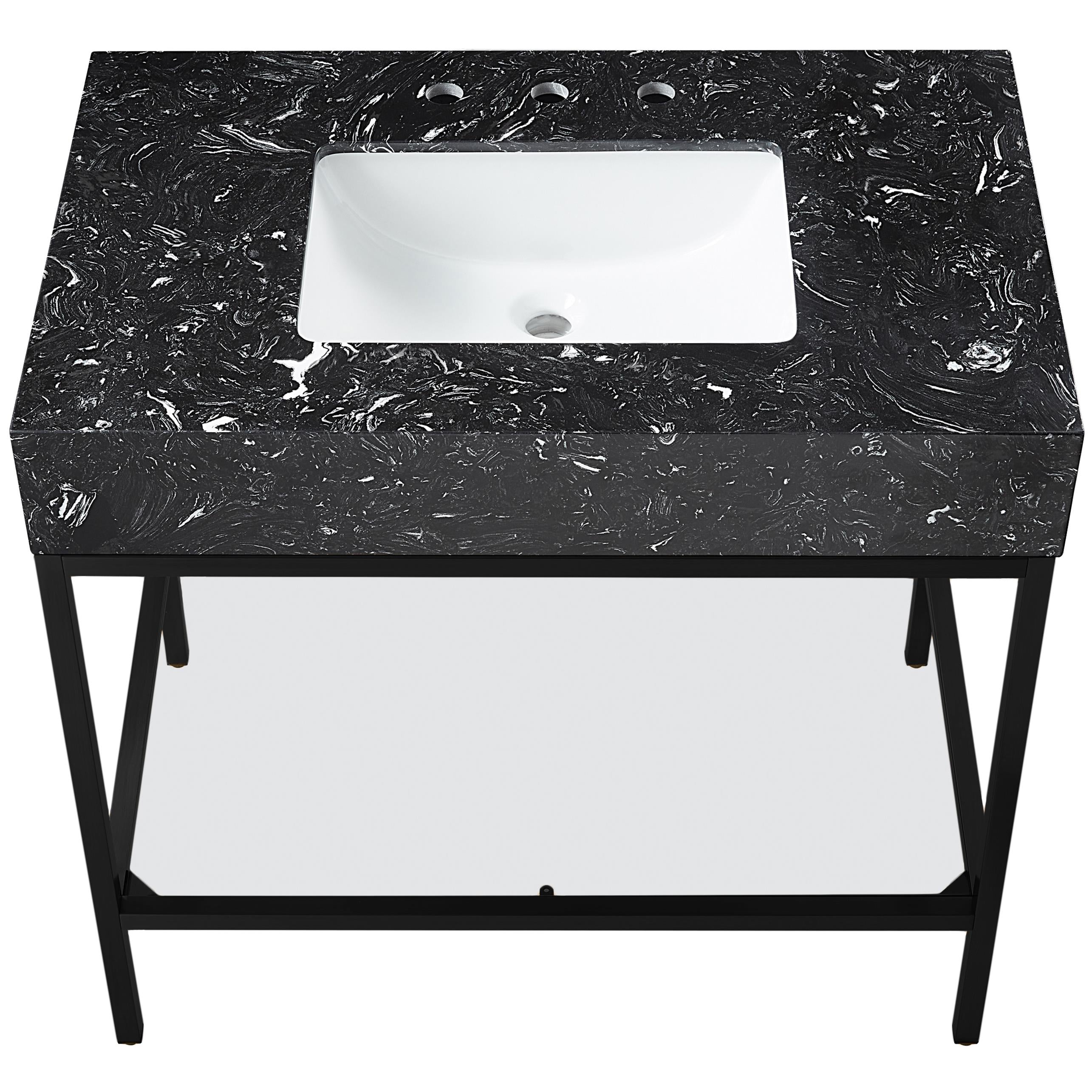 Meridian Marmo Black Engineered Marble Bathroom Vanity