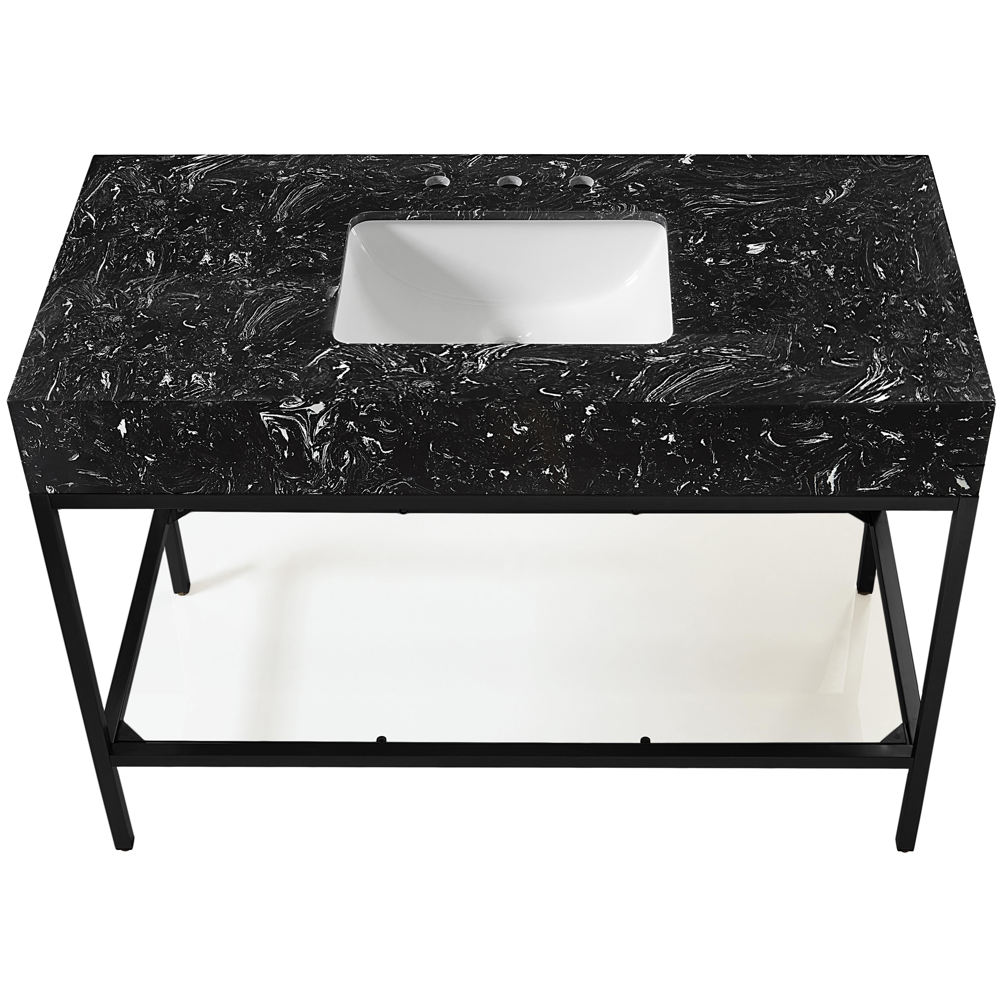 Meridian Marmo Black Engineered Marble Bathroom Vanity