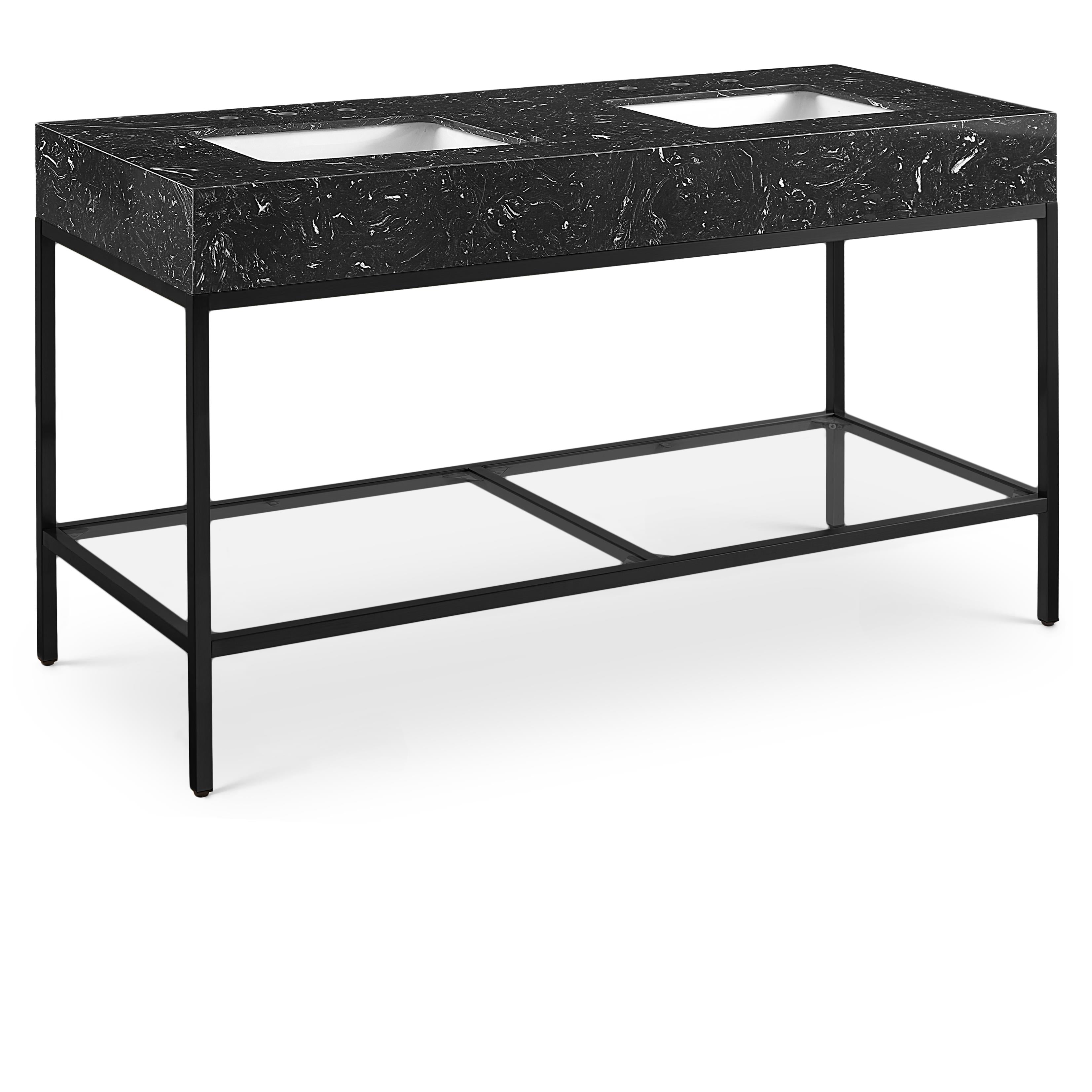 Meridian Marmo Black Engineered Marble Bathroom Vanity