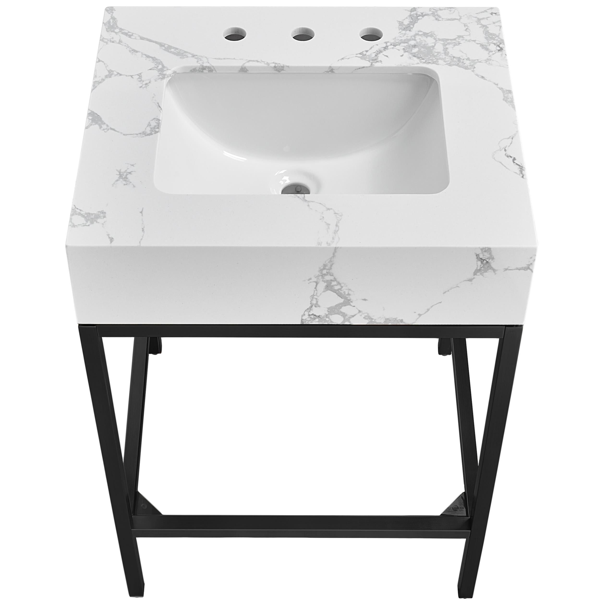 Meridian Marmo White Engineered Marble Bathroom Vanity