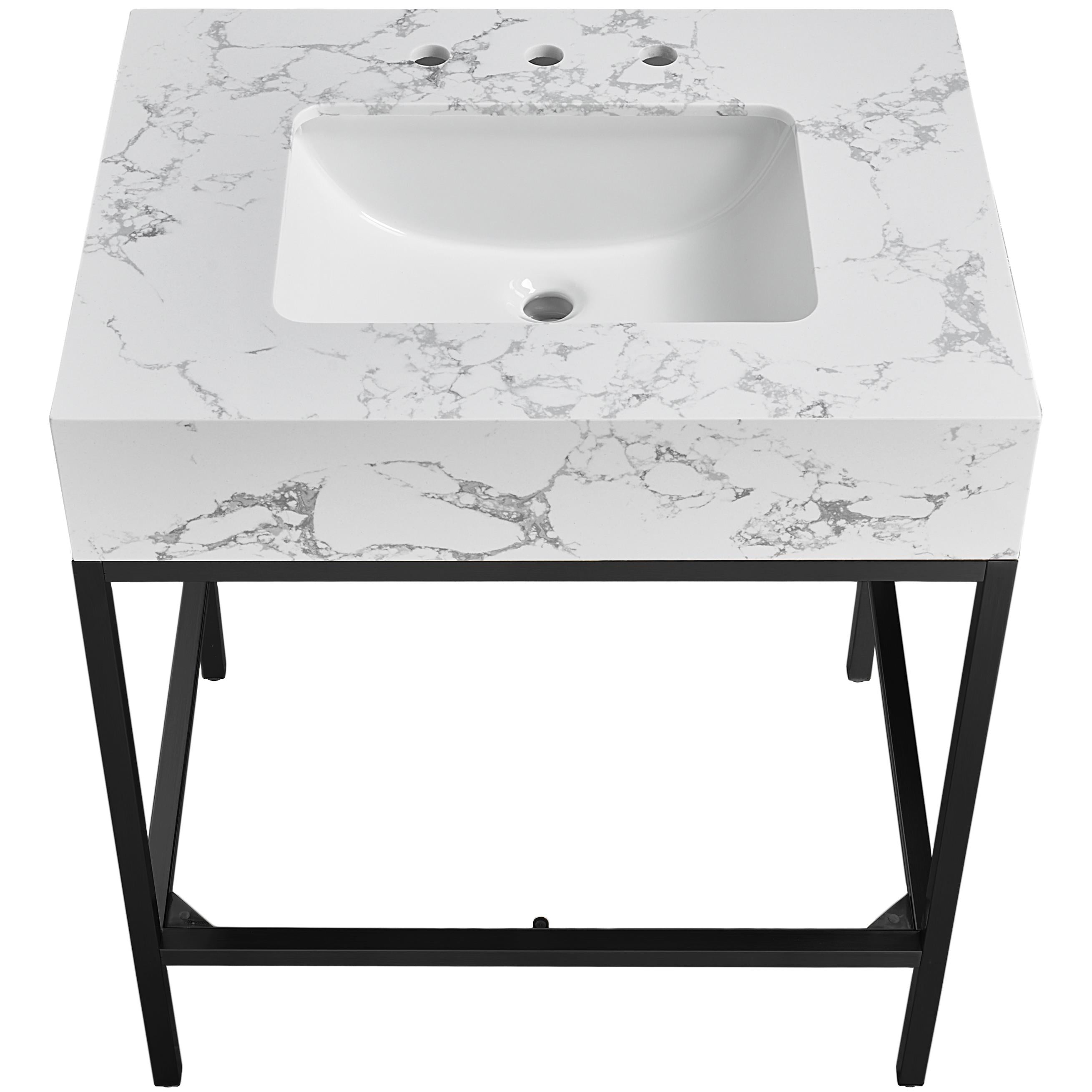 Meridian Marmo Black Engineered Marble Bathroom Vanity